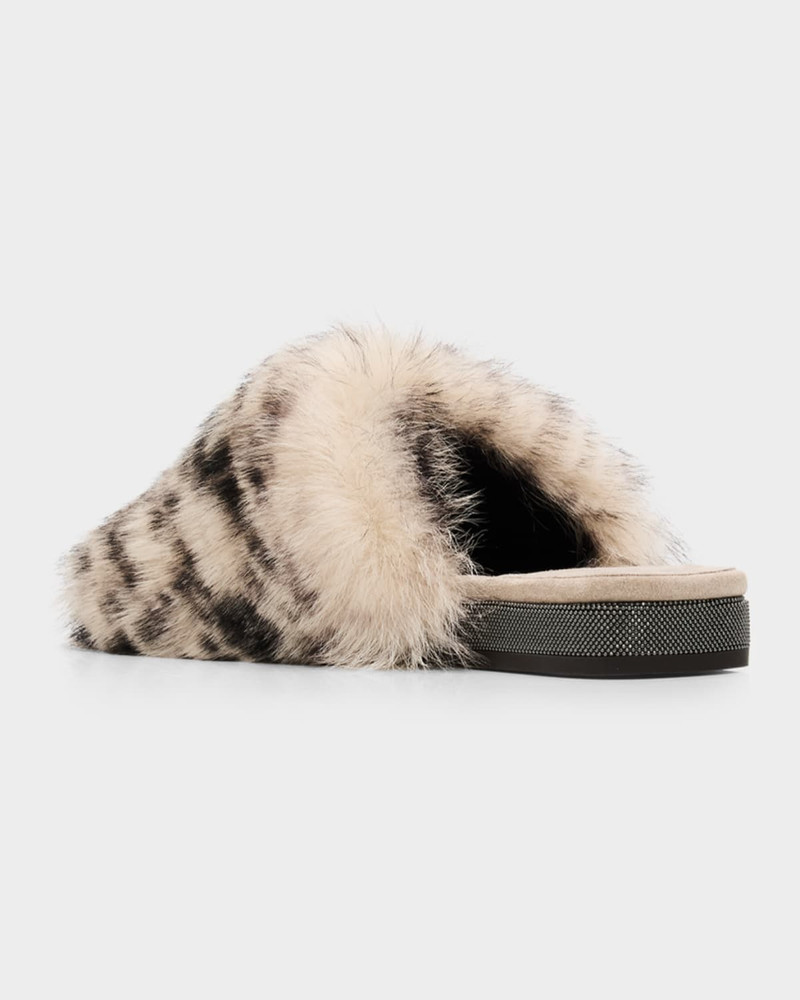 Brunello Cucinelli Shearling Open-Toe Slippers outlook