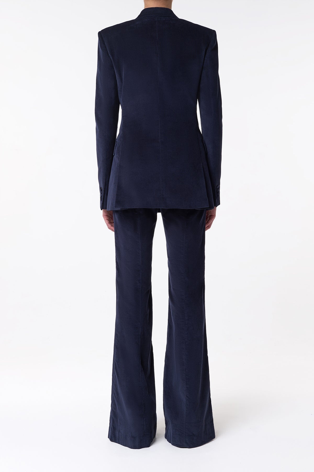 Ianthe Flare Pant in Dark Navy Sea Island Cotton Corduroy - 4