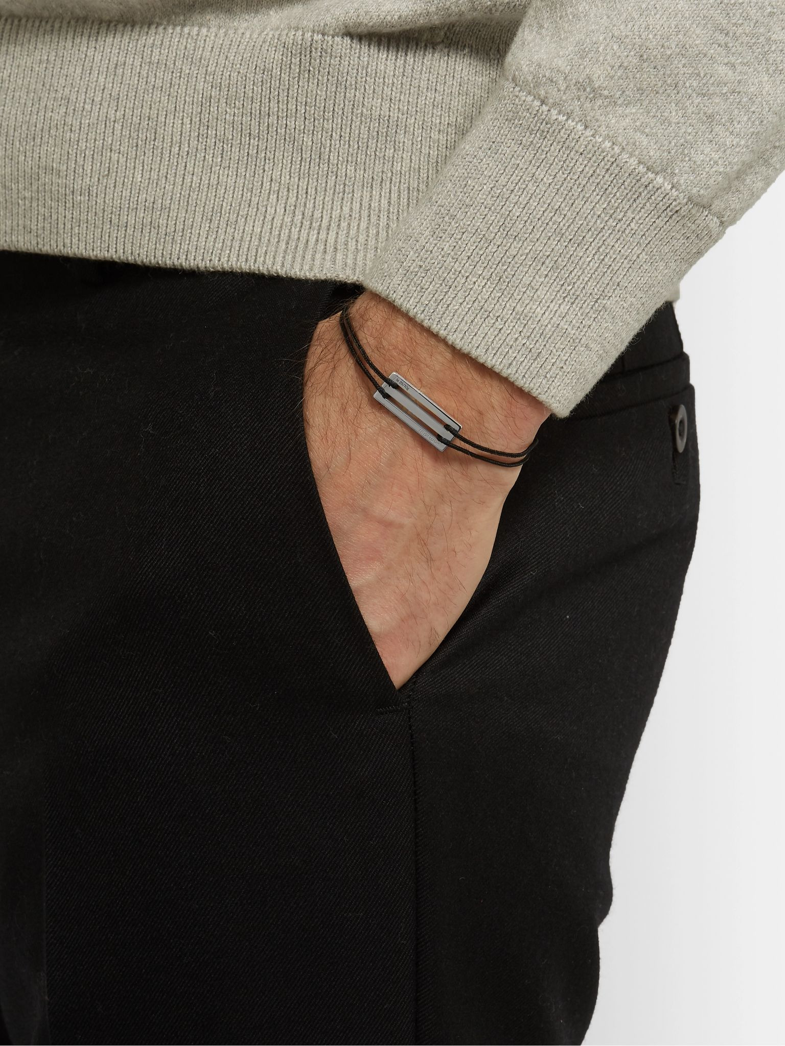 Le 25/10 Cord and Sterling Silver Bracelet Black - 2