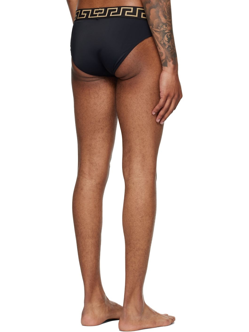 Black Greca Border Swim Briefs - 3