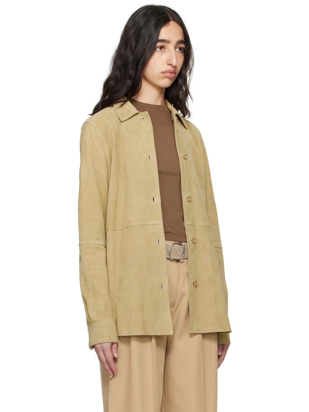 Beige Soft Suede Overshirt - 2