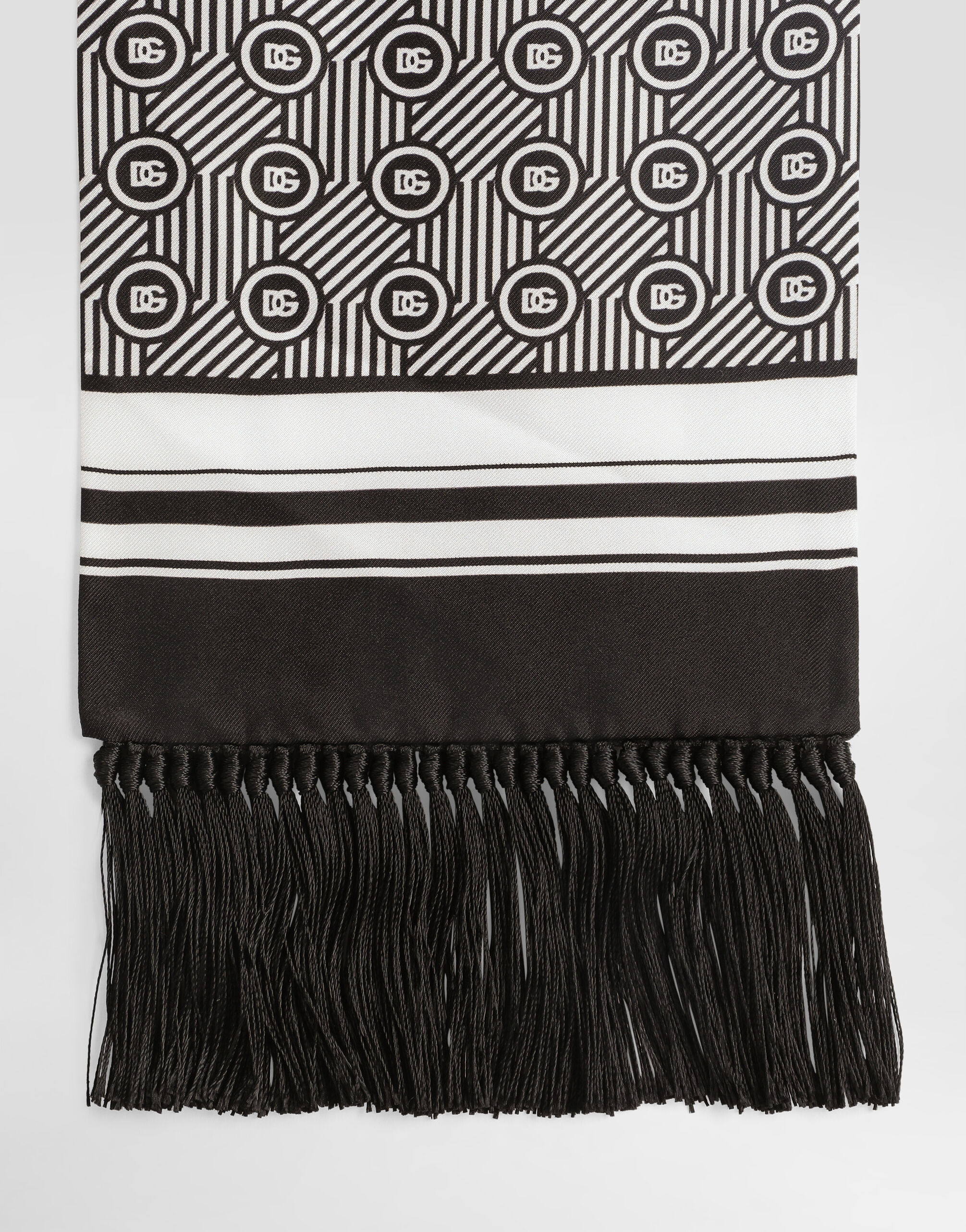 Silk twill scarf with micro-design and logo - 2