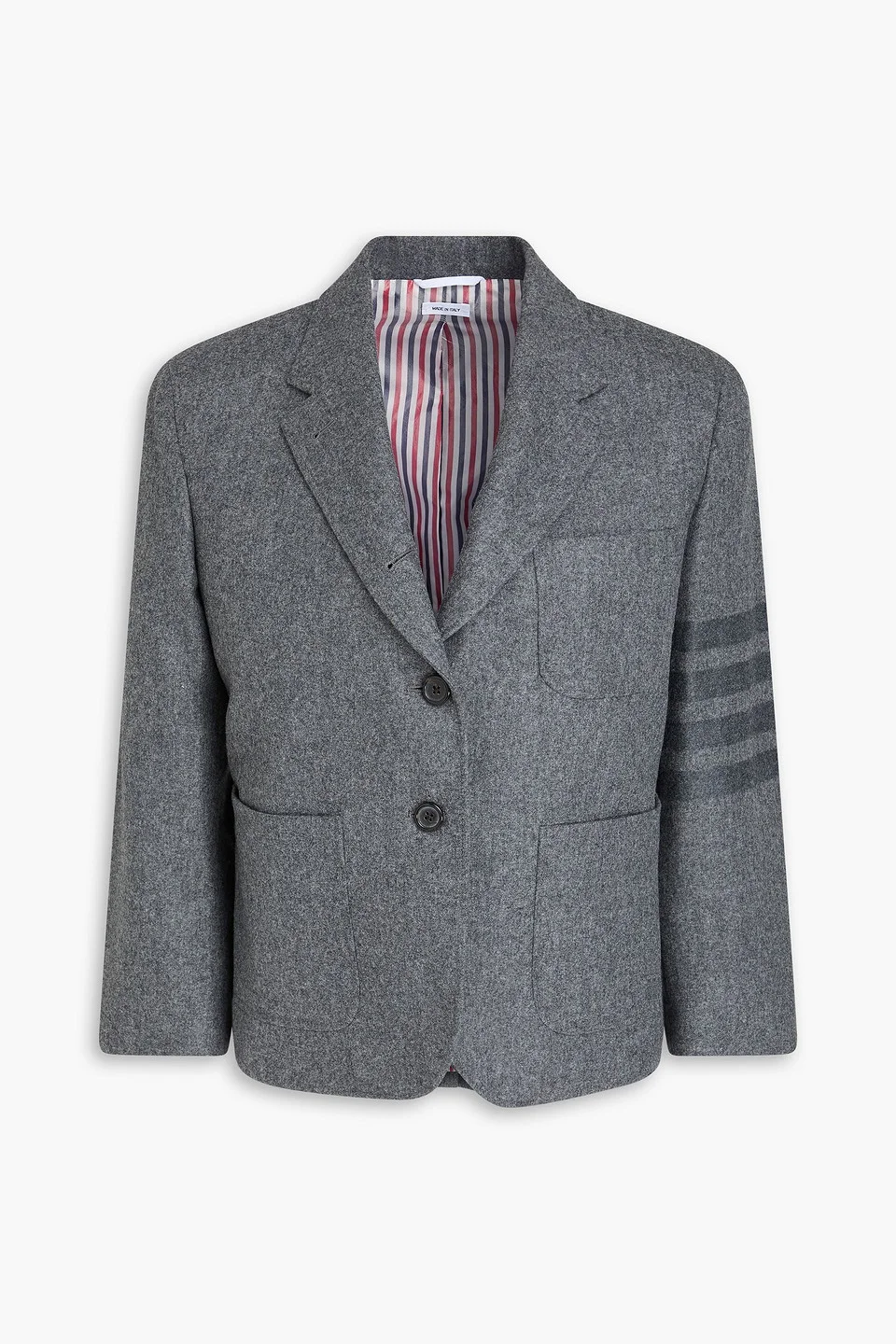 Cropped striped wool and cashmere-blend flannel blazer - 1