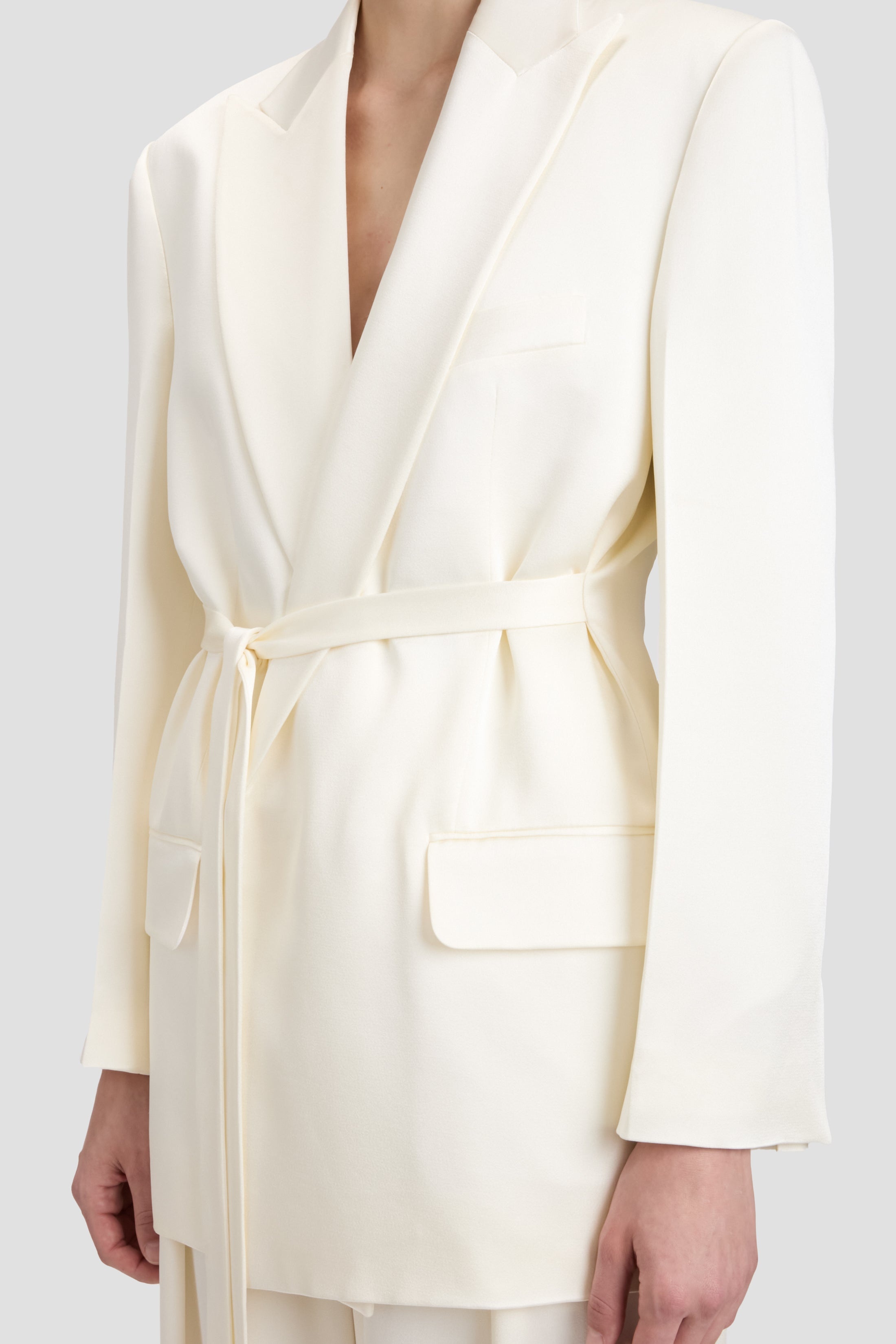 Belted Jacket In Ivory - 5
