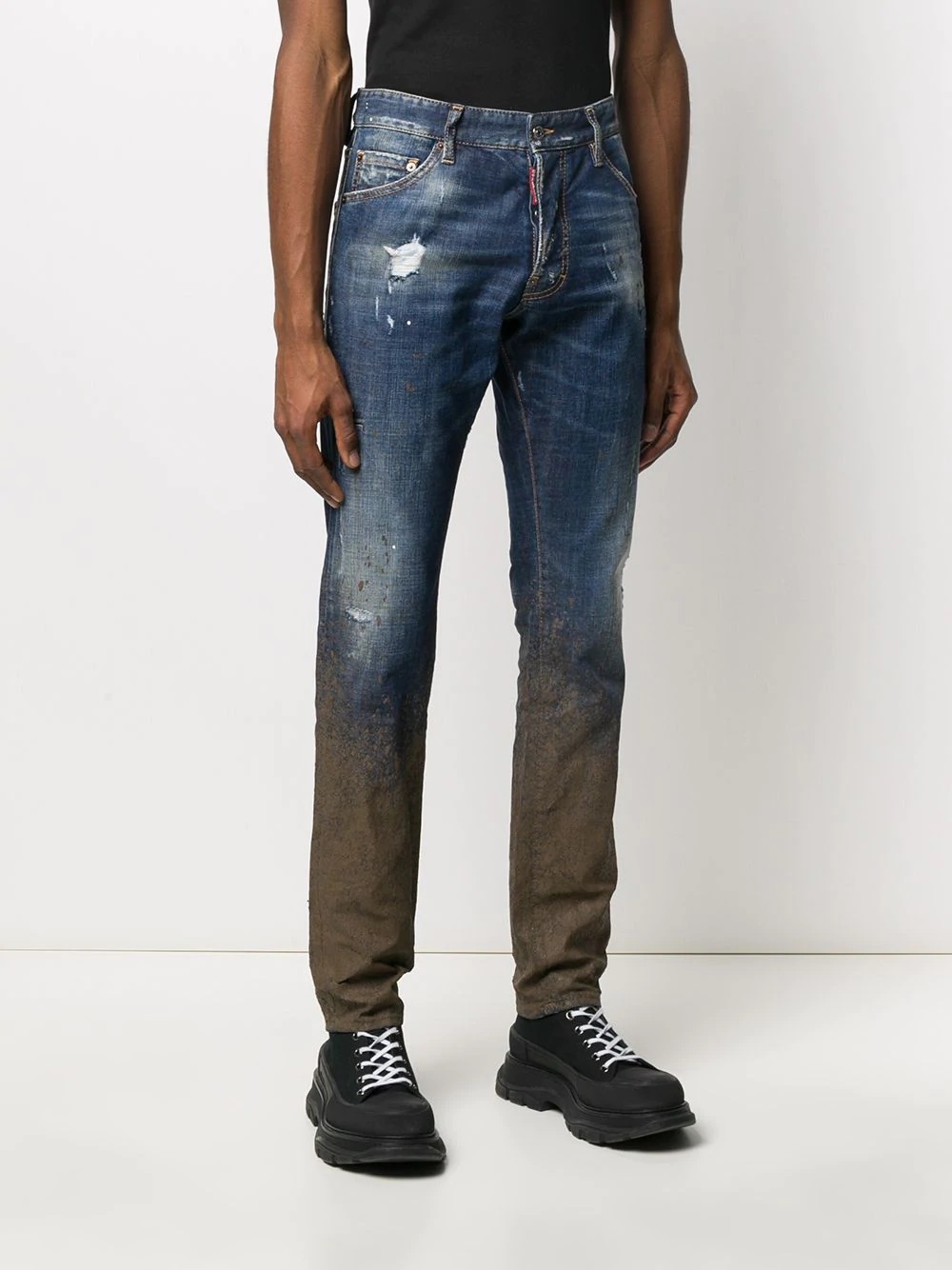 dirty-effect slim-fit jeans - 3