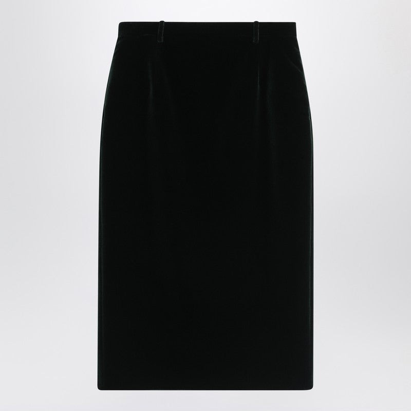 Saint Laurent Green Velvet Wrap Midi Skirt Women - 2