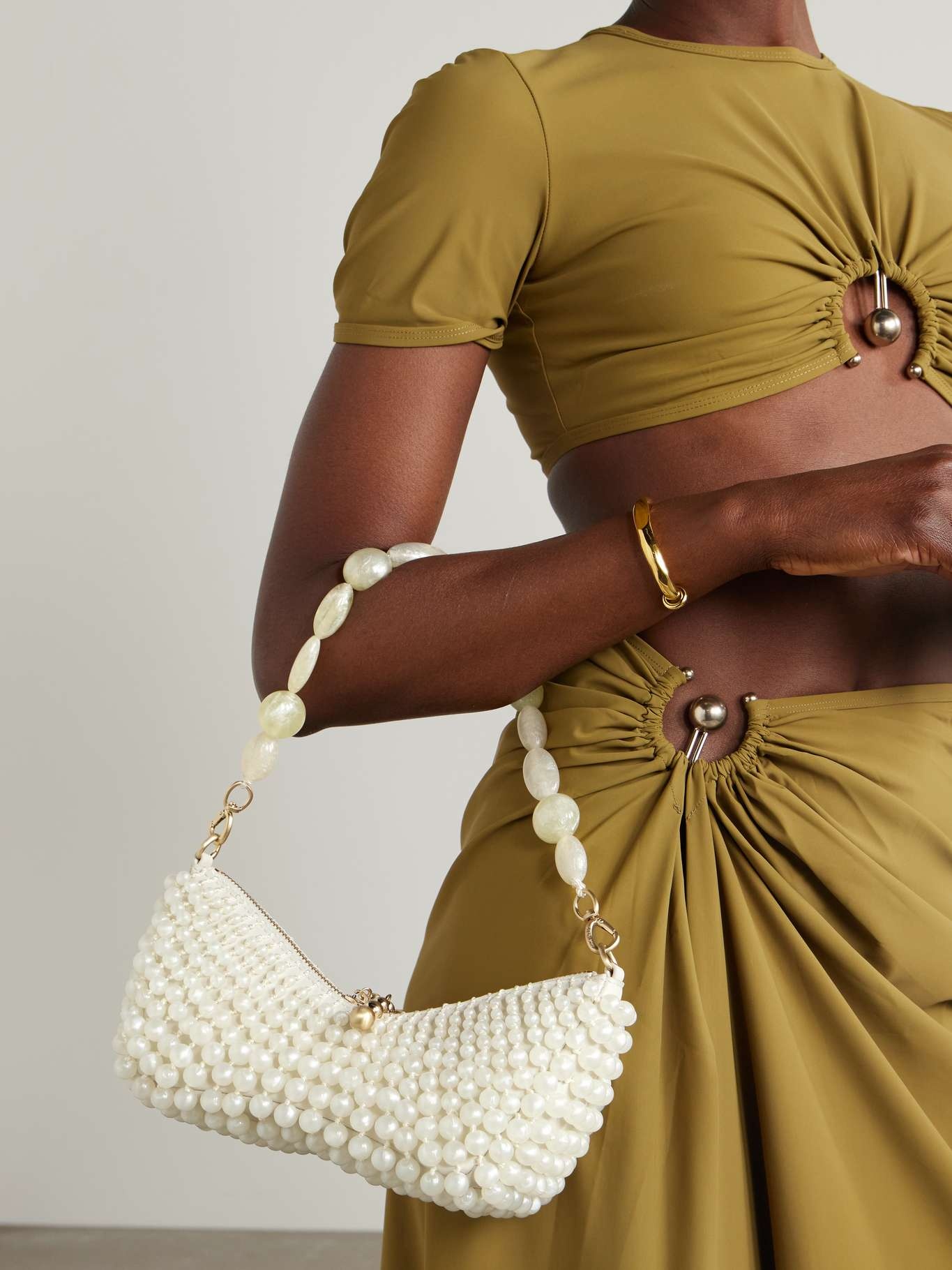 Mercier beaded leather clutch Ivory - 2