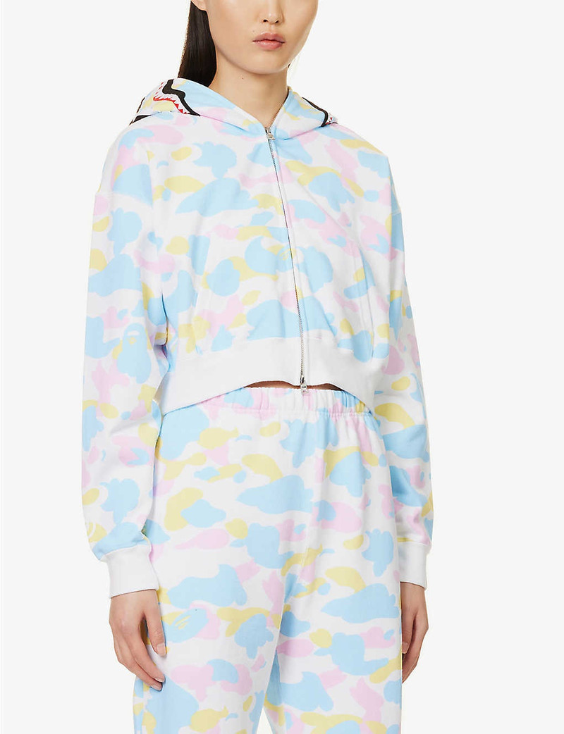 Camouflage-print brand-appliqué cropped boxy-fit cotton-jersey hoody 3