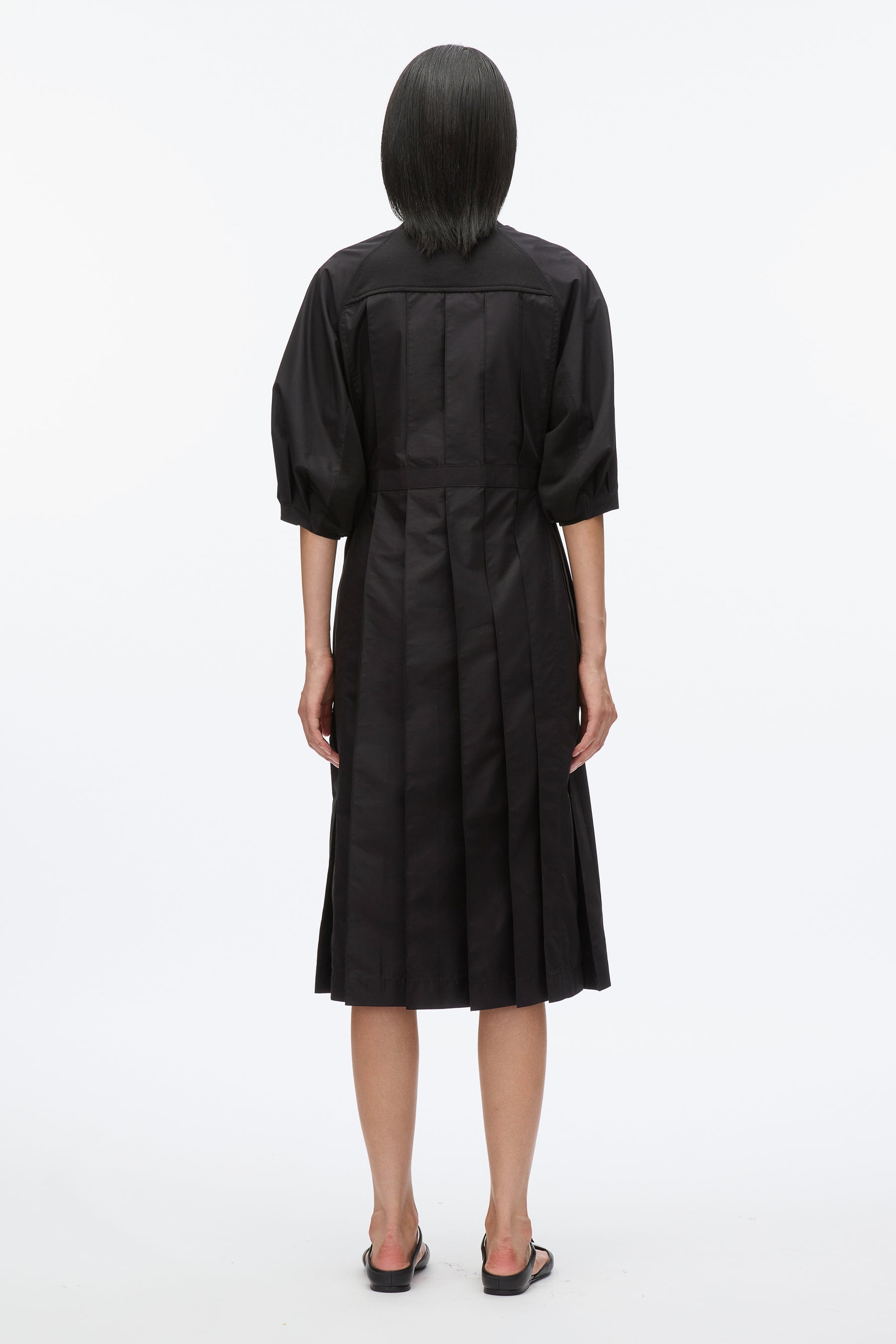 Lantern Sleeve Combo Pleat Dress - 3