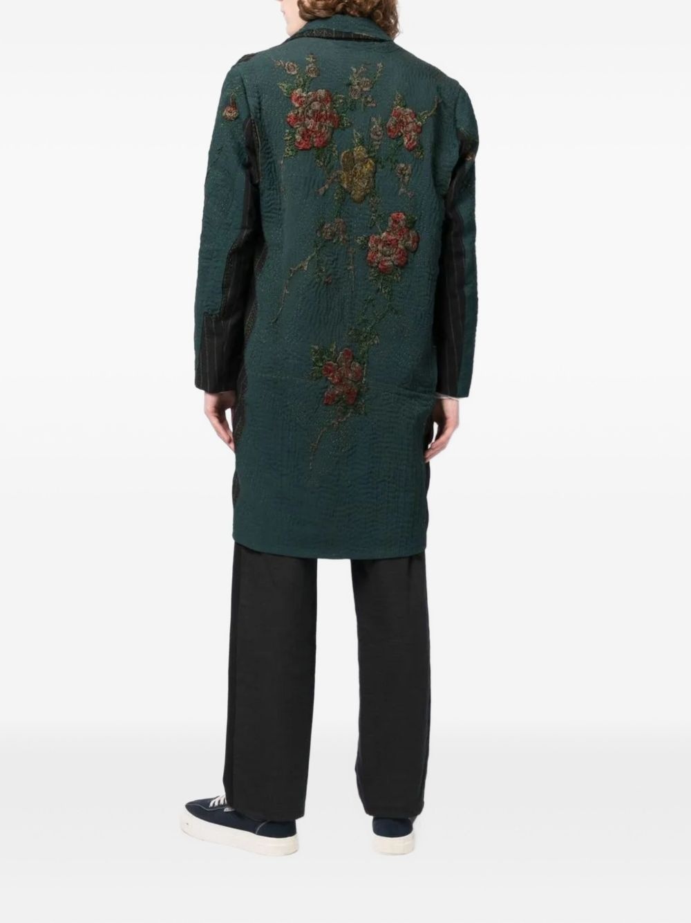 patchwork button-up coat - 4