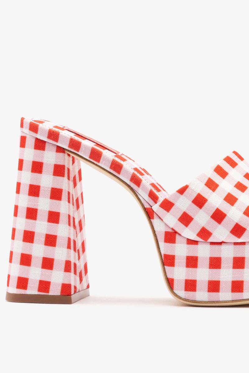 Dolly Platform Mule Scarlet Printed Raffia 4