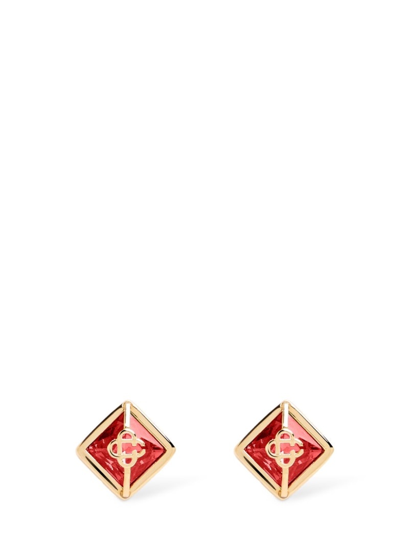 Crystal monogram stud earrings - 1
