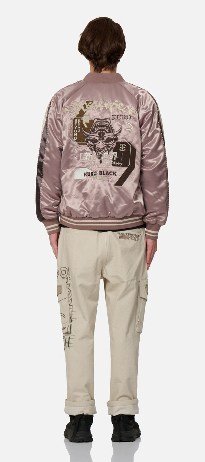 Hannya Embroidery Panelling Padded Souvenir Jacket 5