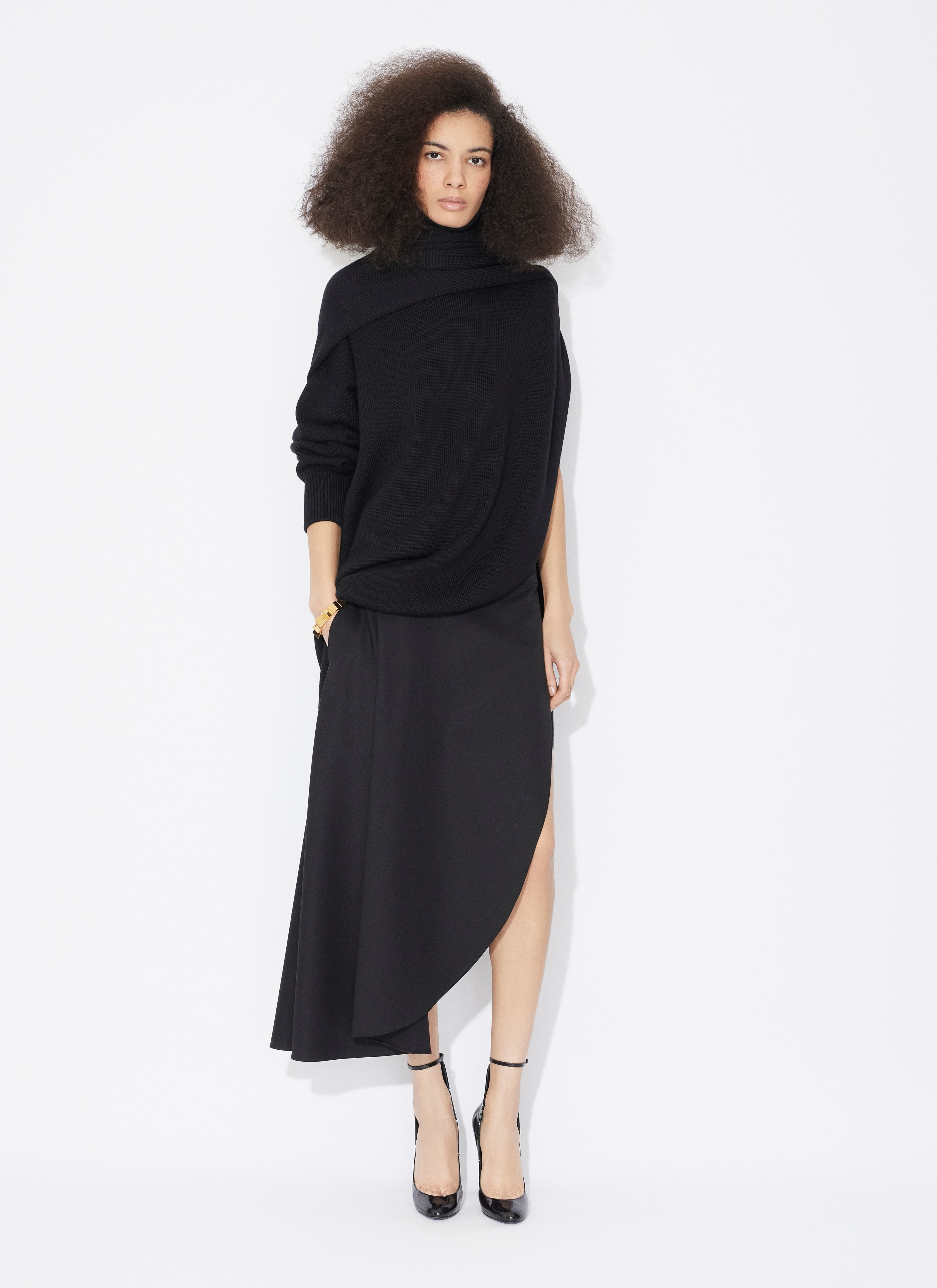 KNITTED ASYMMETRICAL CAPE JUMPER - 2