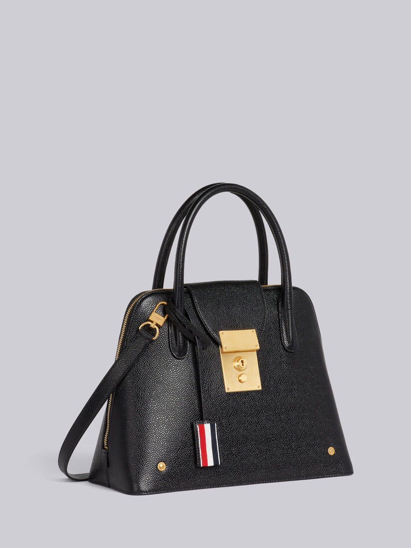 Black Pebble Grain Leather Removable Shoulder Strap Mrs. Thom Satchel 3