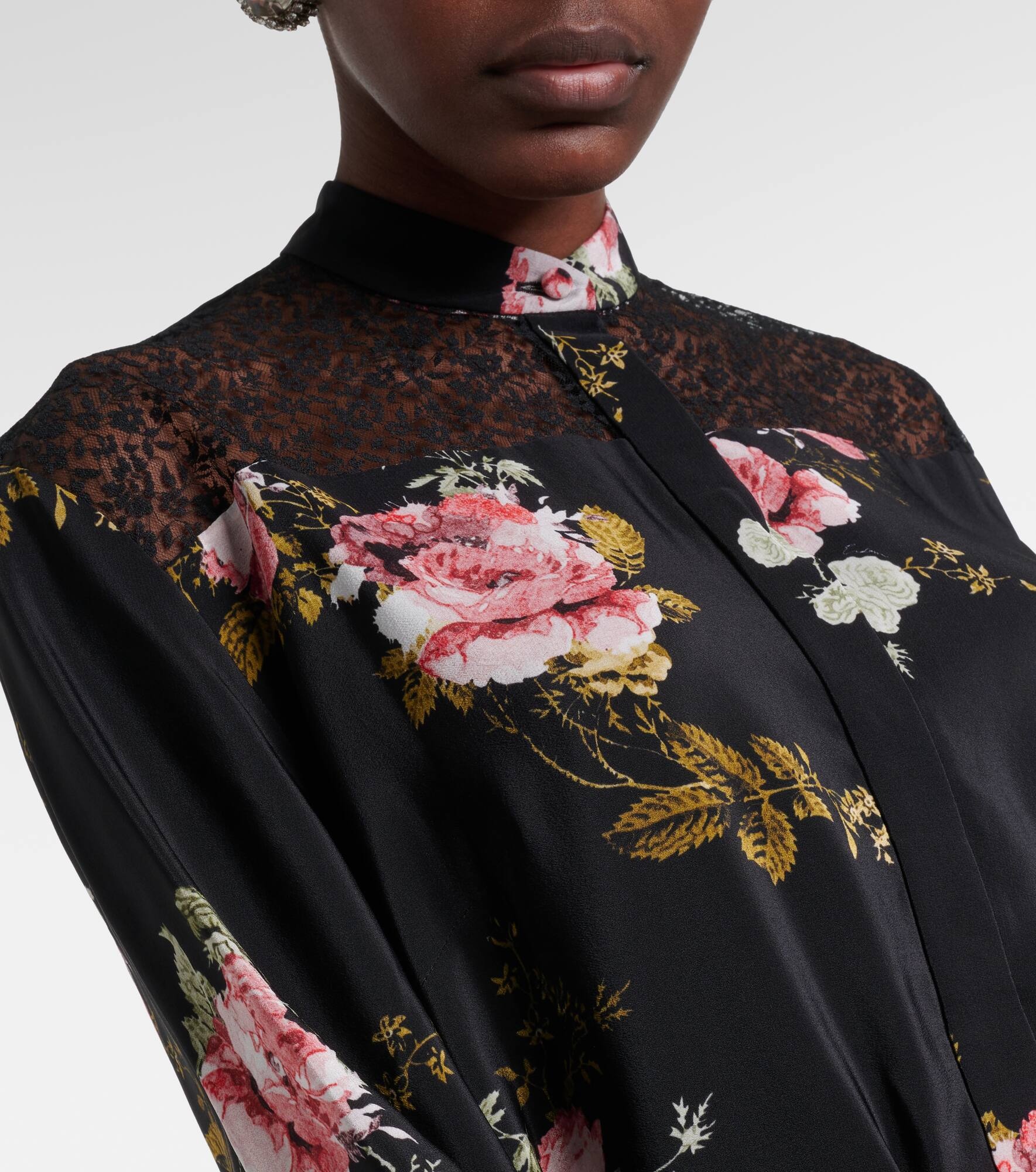 Floral silk crêpe de chine minidress - 4
