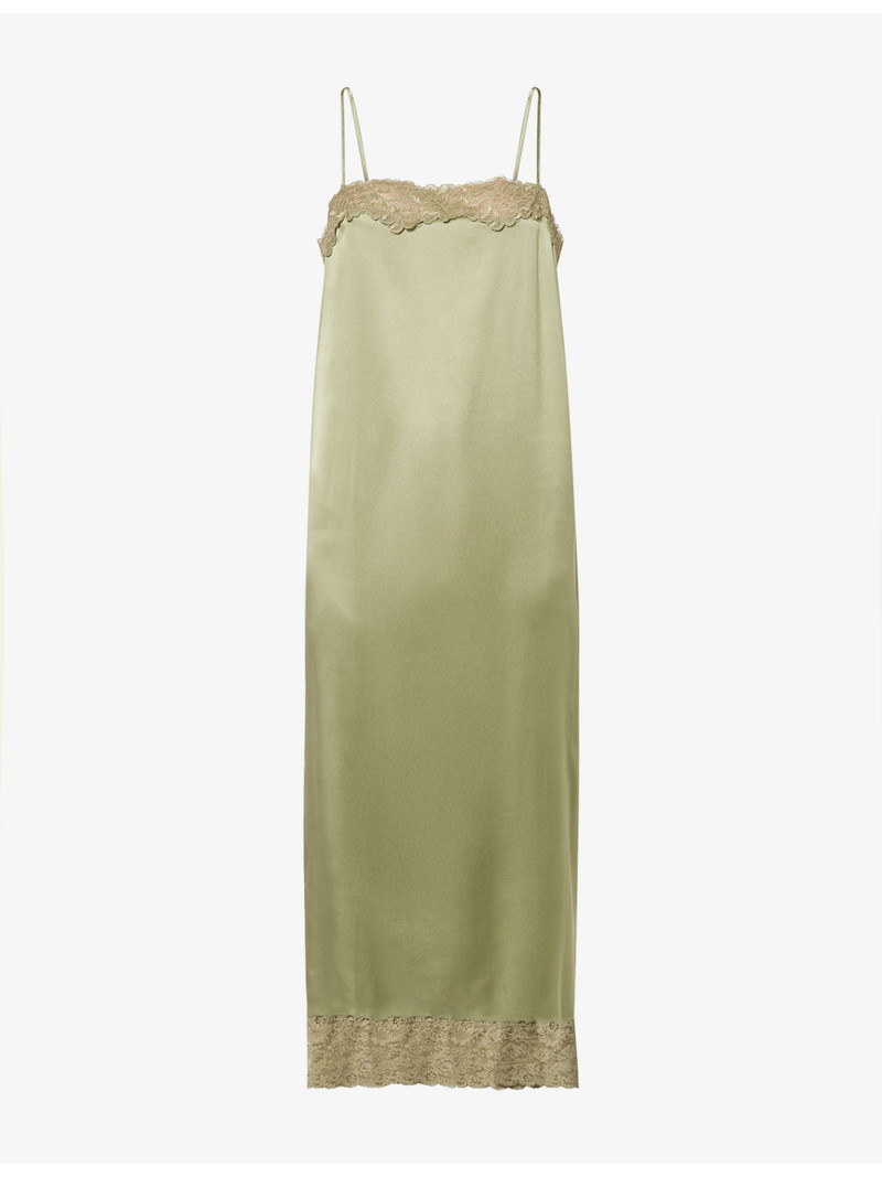 Mackenzie Lace-Trim Silk Midi Dress 1