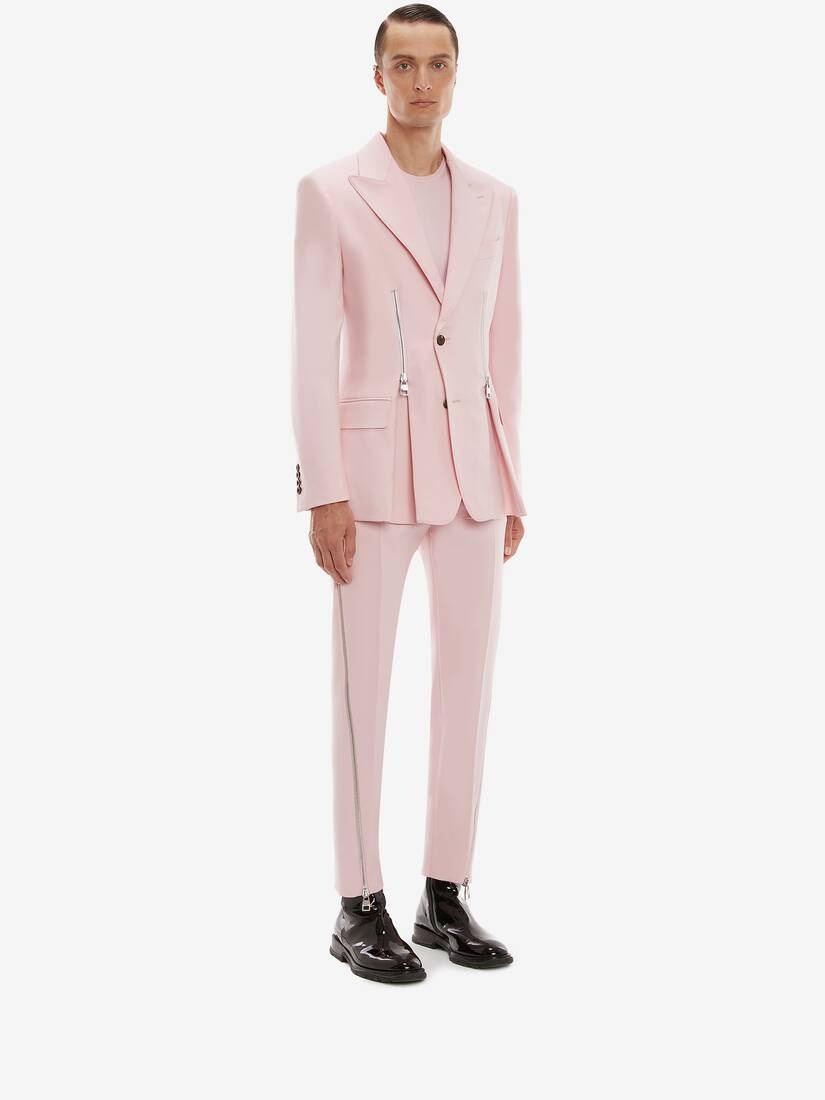 Zip Detail Peplum Jacket in Ice Pink - 3