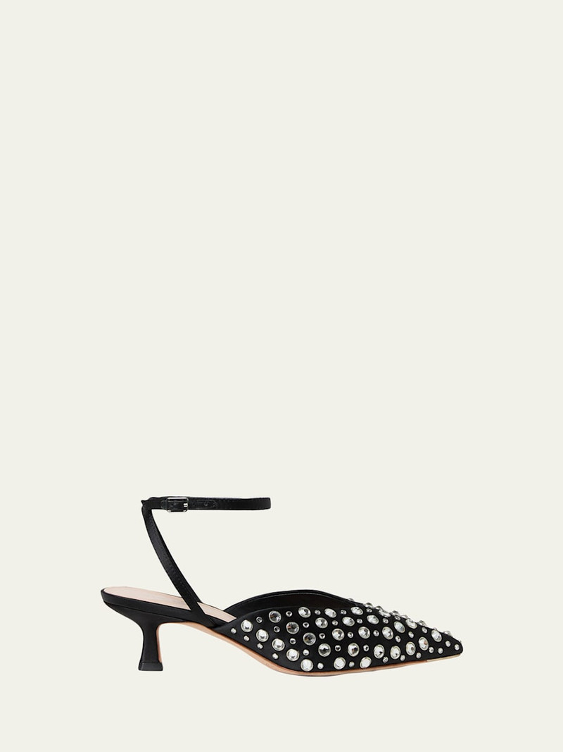 Rio Embellished Satin Kitten-Heel Pumps 1