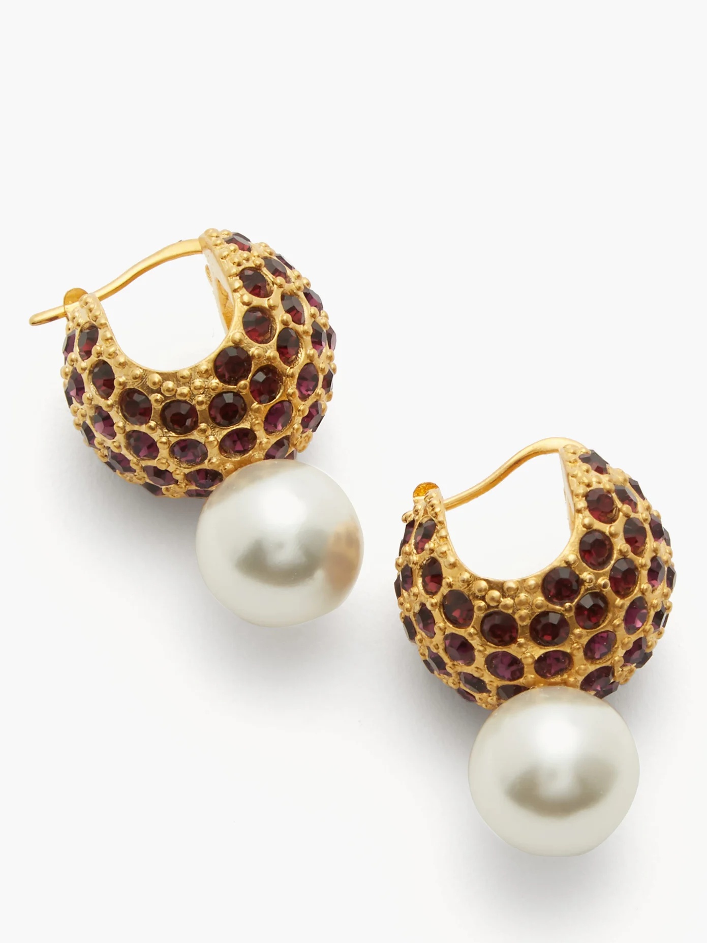 Faux-pearl and crystal-embellished earrings - 5