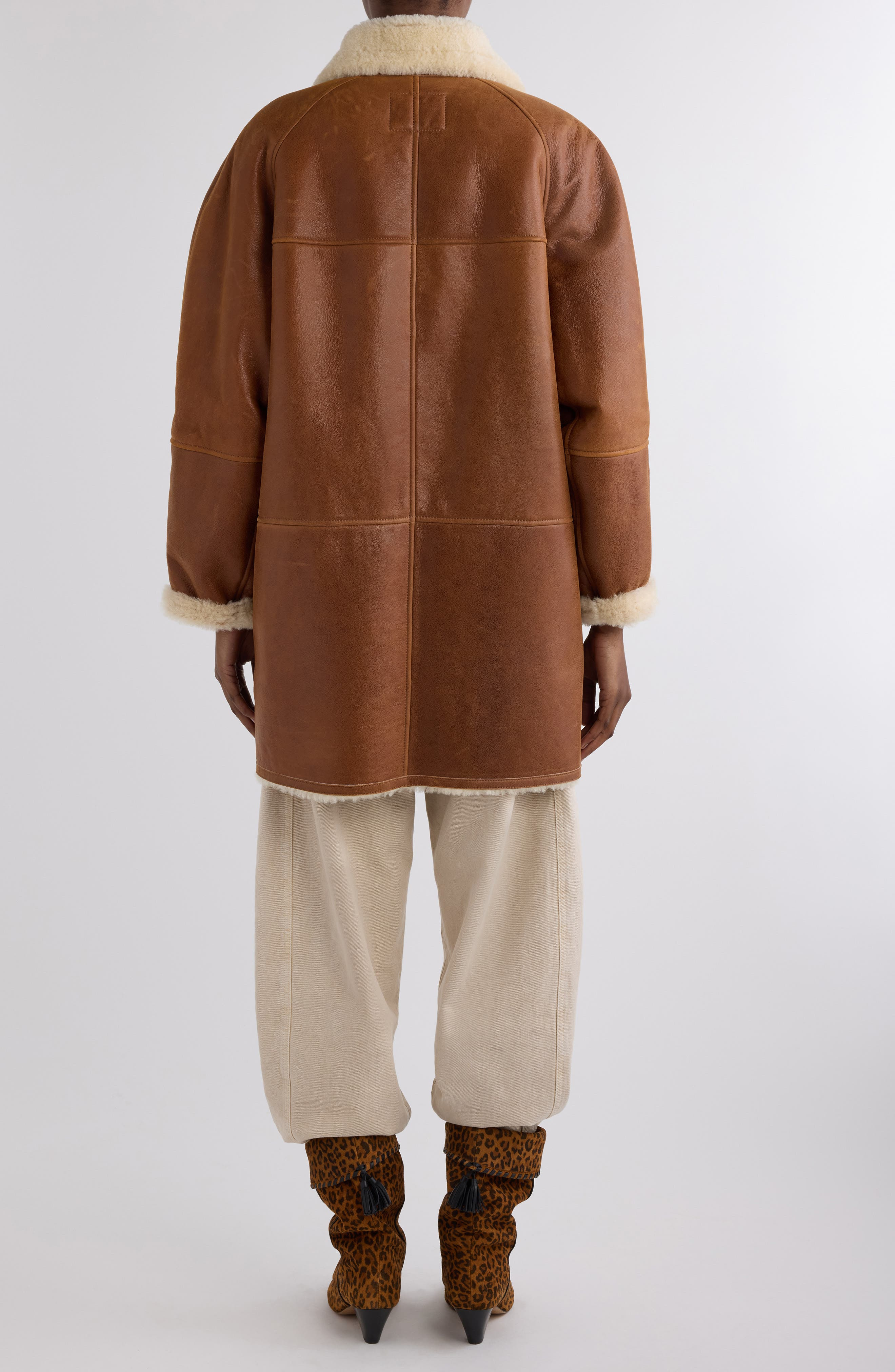 Isabel Marant Berthie Genuine Shearling Coat in Cognac at Nordstrom - 3