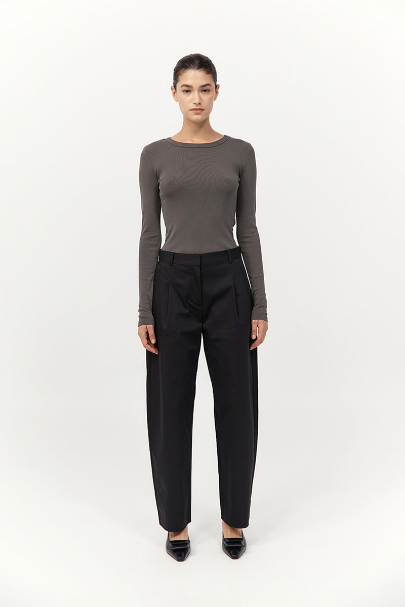 Organic Cotton Long Sleeve Top - Khaki - 3