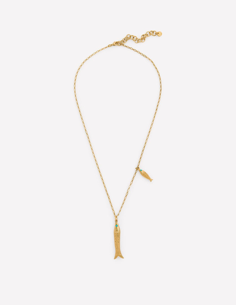 Long Charm Pendant Necklaces-Fish 1