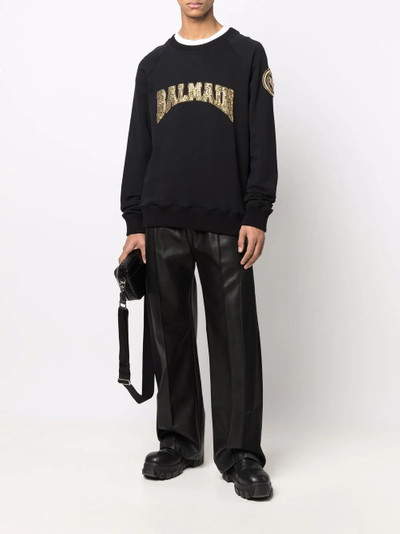 Balmain studded-logo cotton sweatshirt outlook