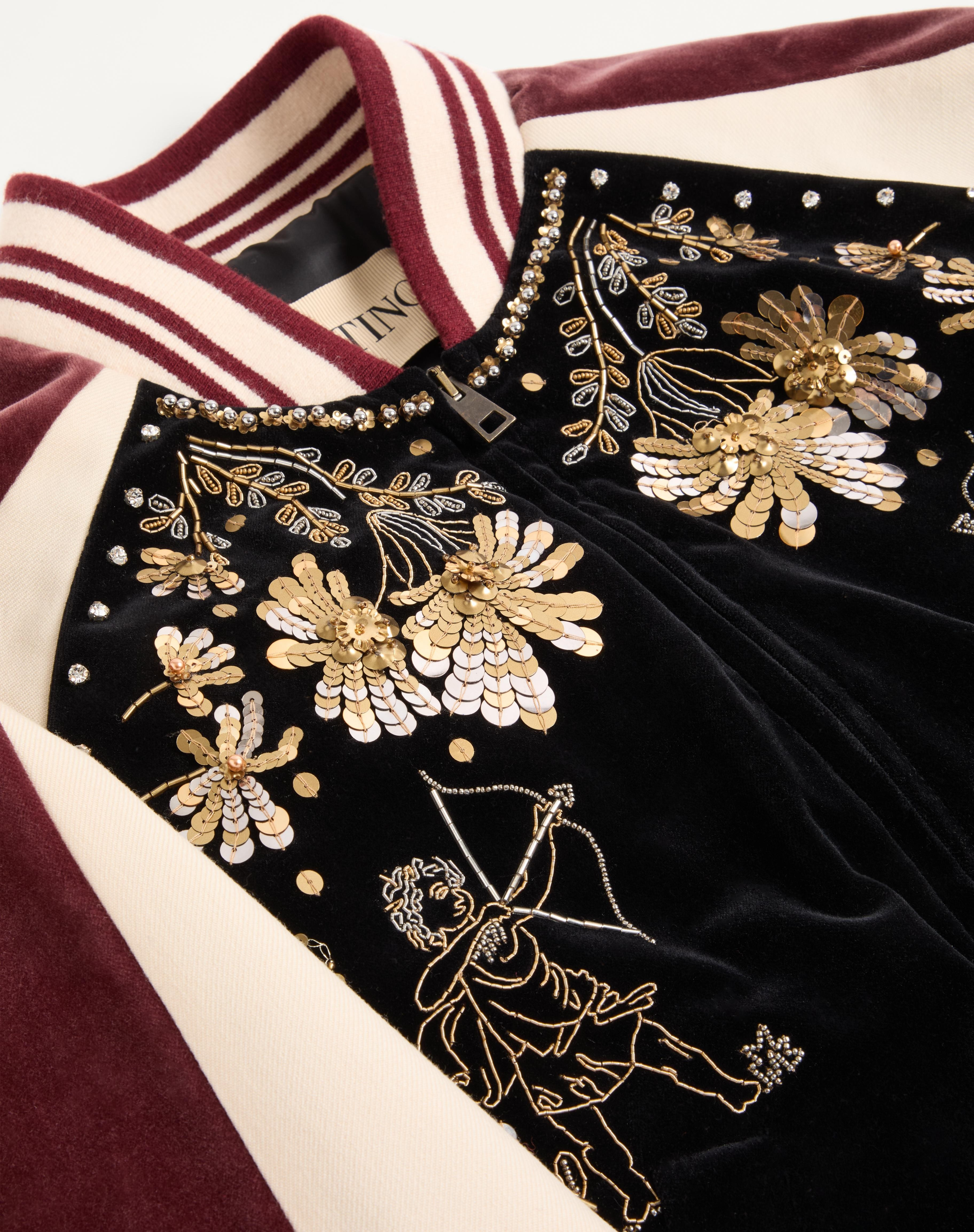 COTTON VELVET BOMBER WITH SEQUIN AND BEAD EMBROIDERY - 8