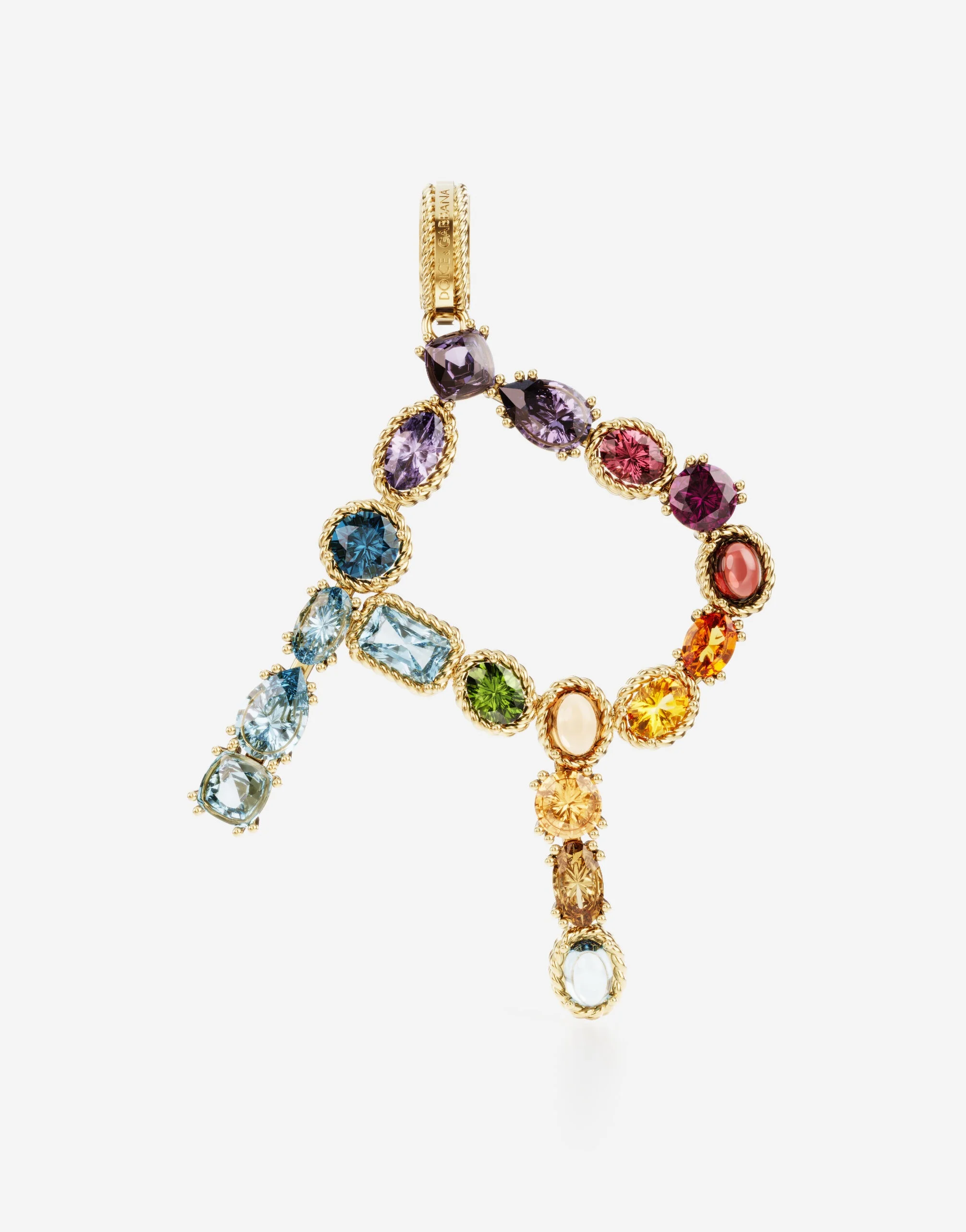Charm R Lettering 18-carat yellow gold and multicolored gems - 1