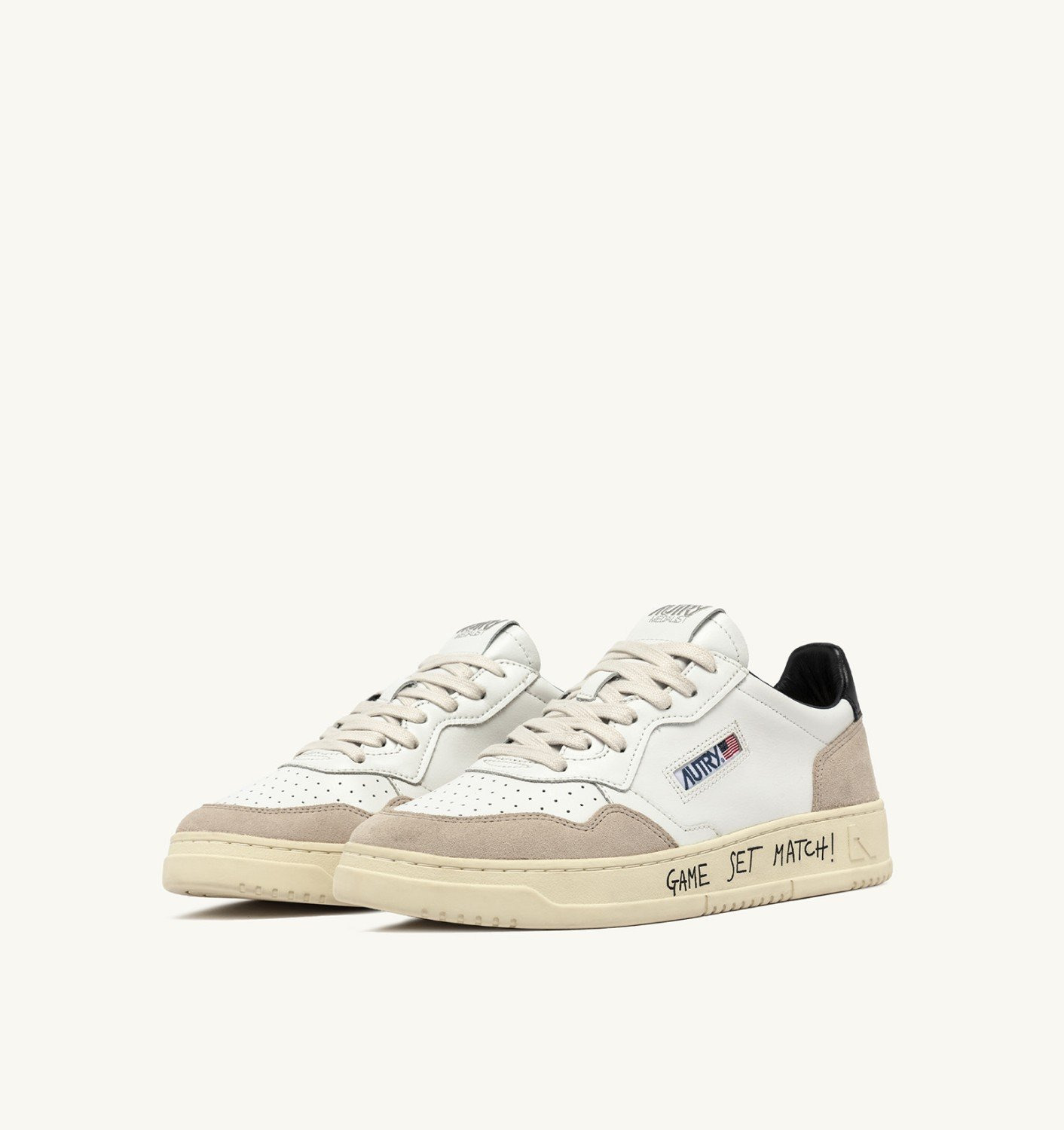 MEDALIST LOW SNEAKERS IN WHITE AND BLACK LEATHER AND SUEDE WITH LETTERING - 2