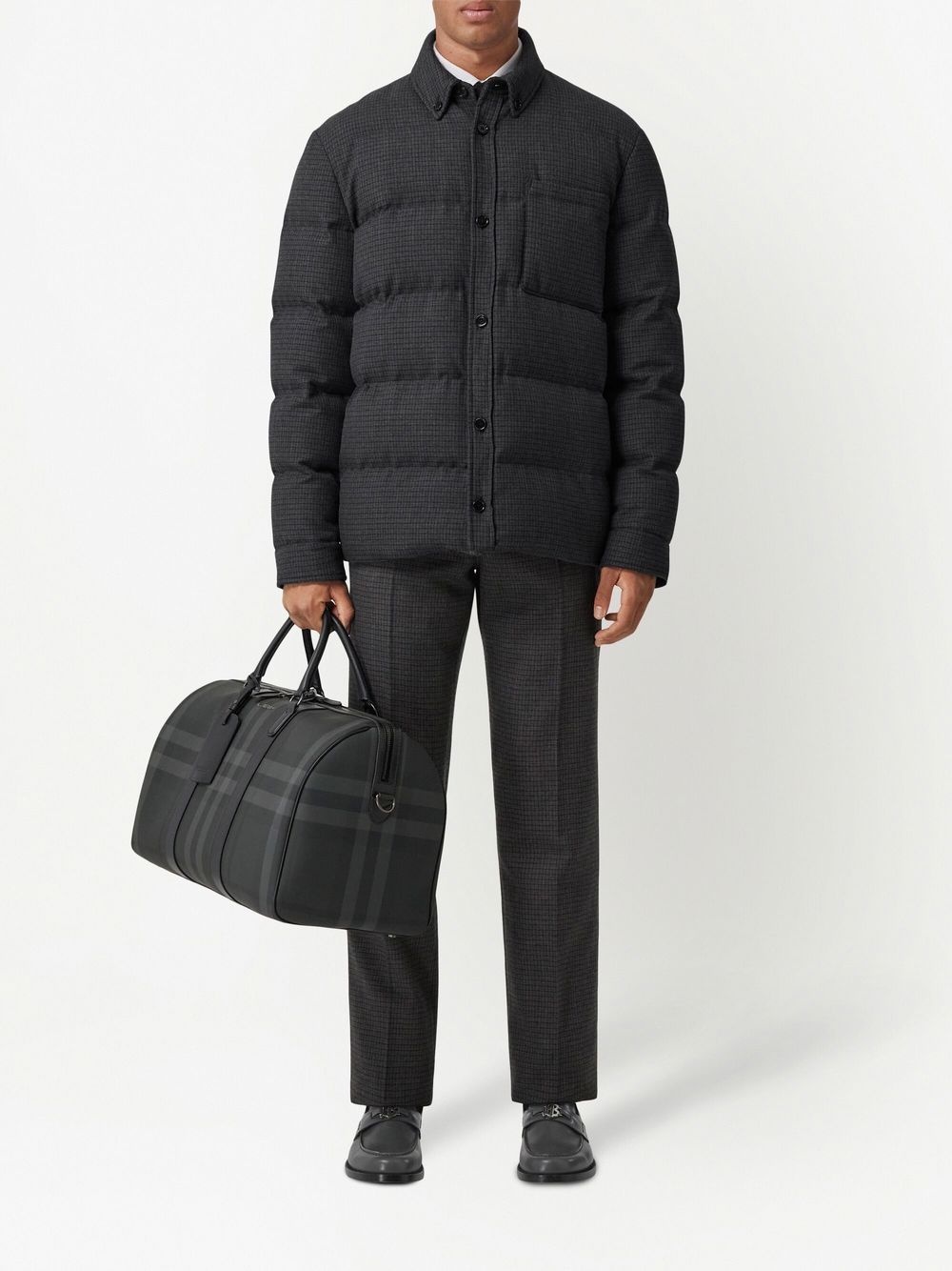 check-pattern faux-leather holdall - 2