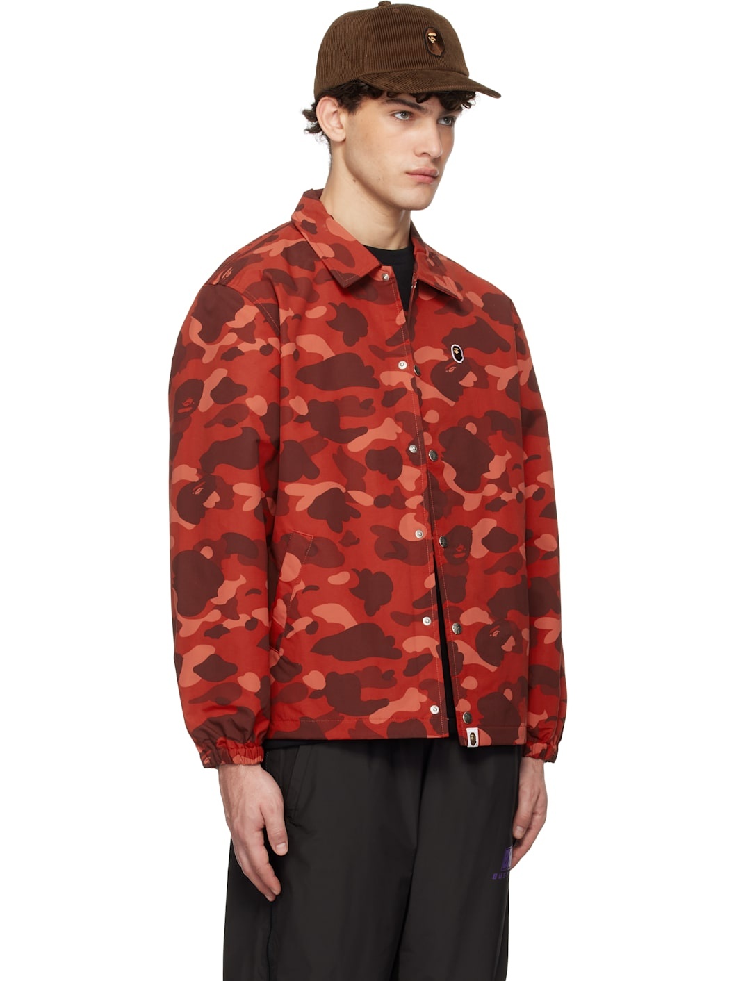 Red Color Camo One Point Coach Jacket - 2