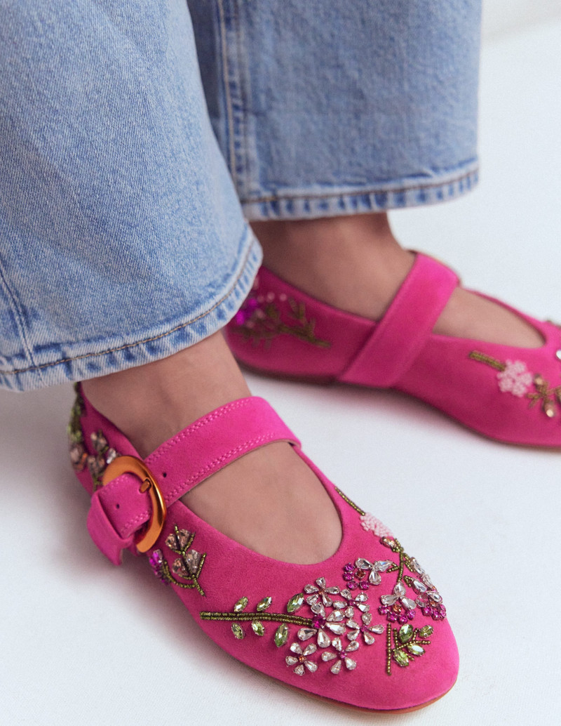 BODEN Kylie Flat Buckle Mary Janes-Embellished Pink outlook