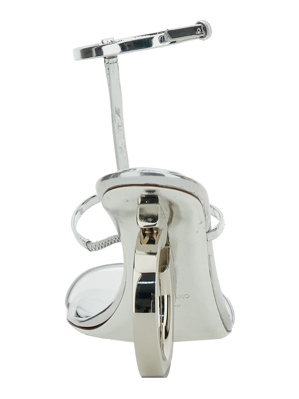 Ferragamo Women 'Elina' Silver Sandals With Sculptural Heel In Leather Woman - 4