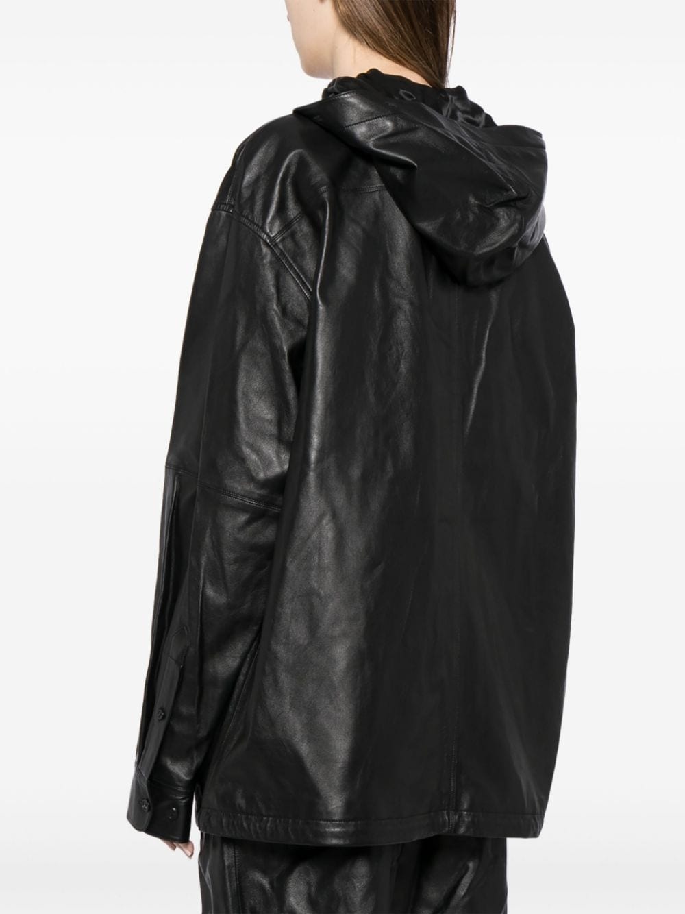 leather hoodie shirt - 4