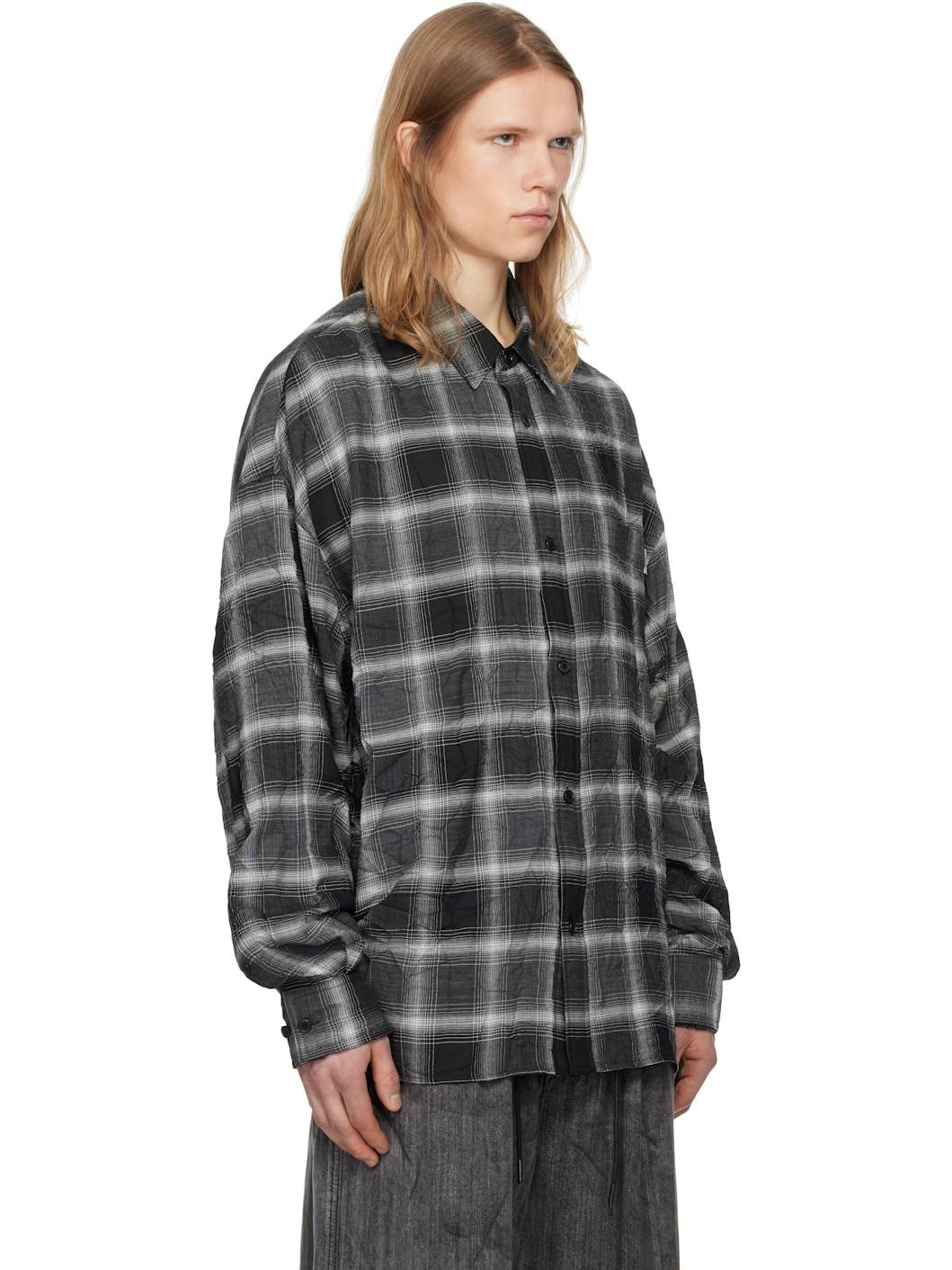 Juun. J Gray Crinkled Check Shirt - 2