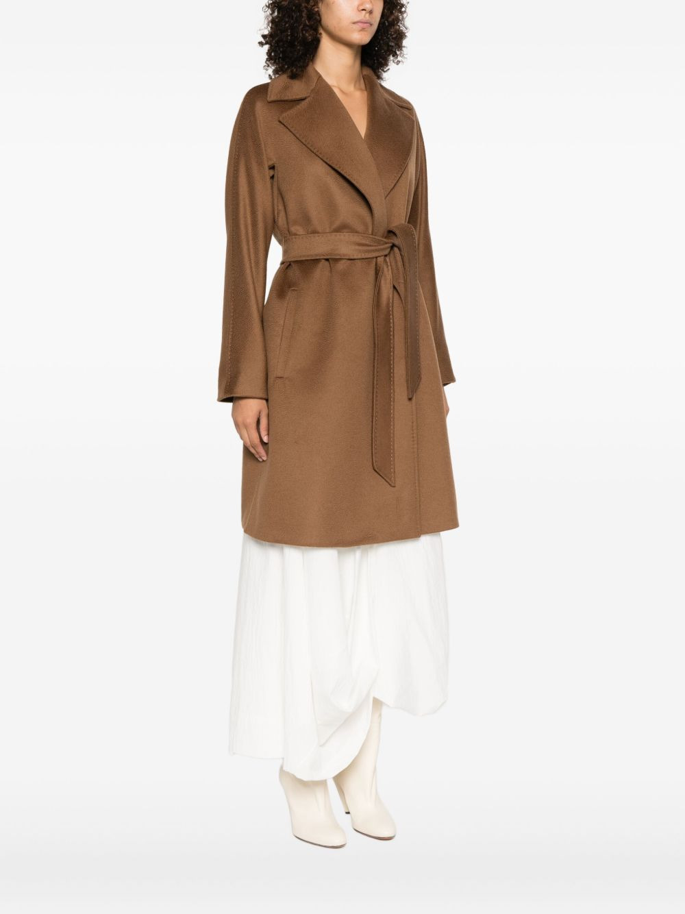 belted wool single-breasted coat - 3