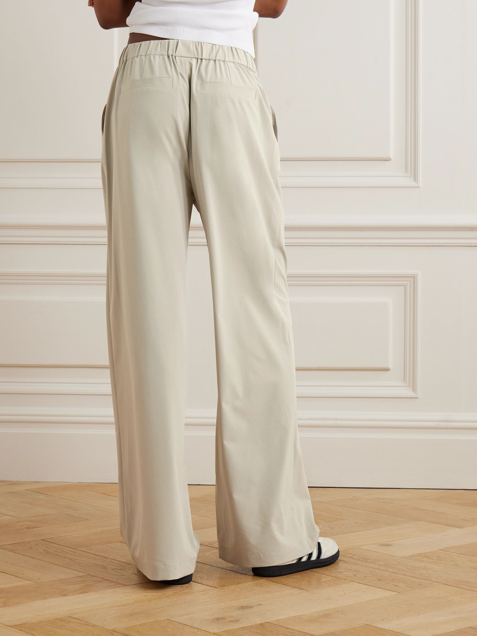 Kayson pleated stretch recycled wide-leg pants Gray green - 4