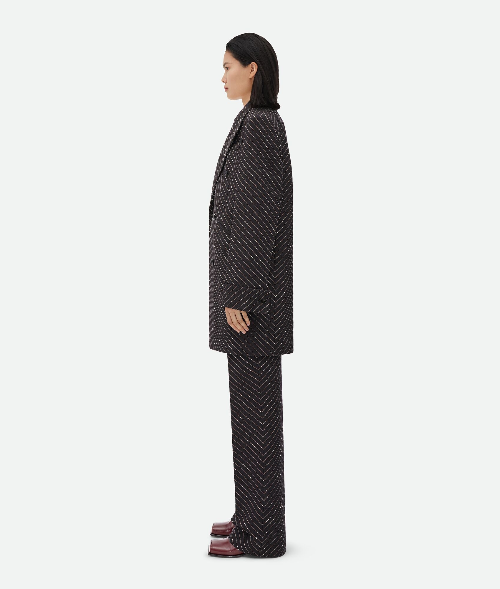 Diagonal Boucle Pinstripe Coat - 2