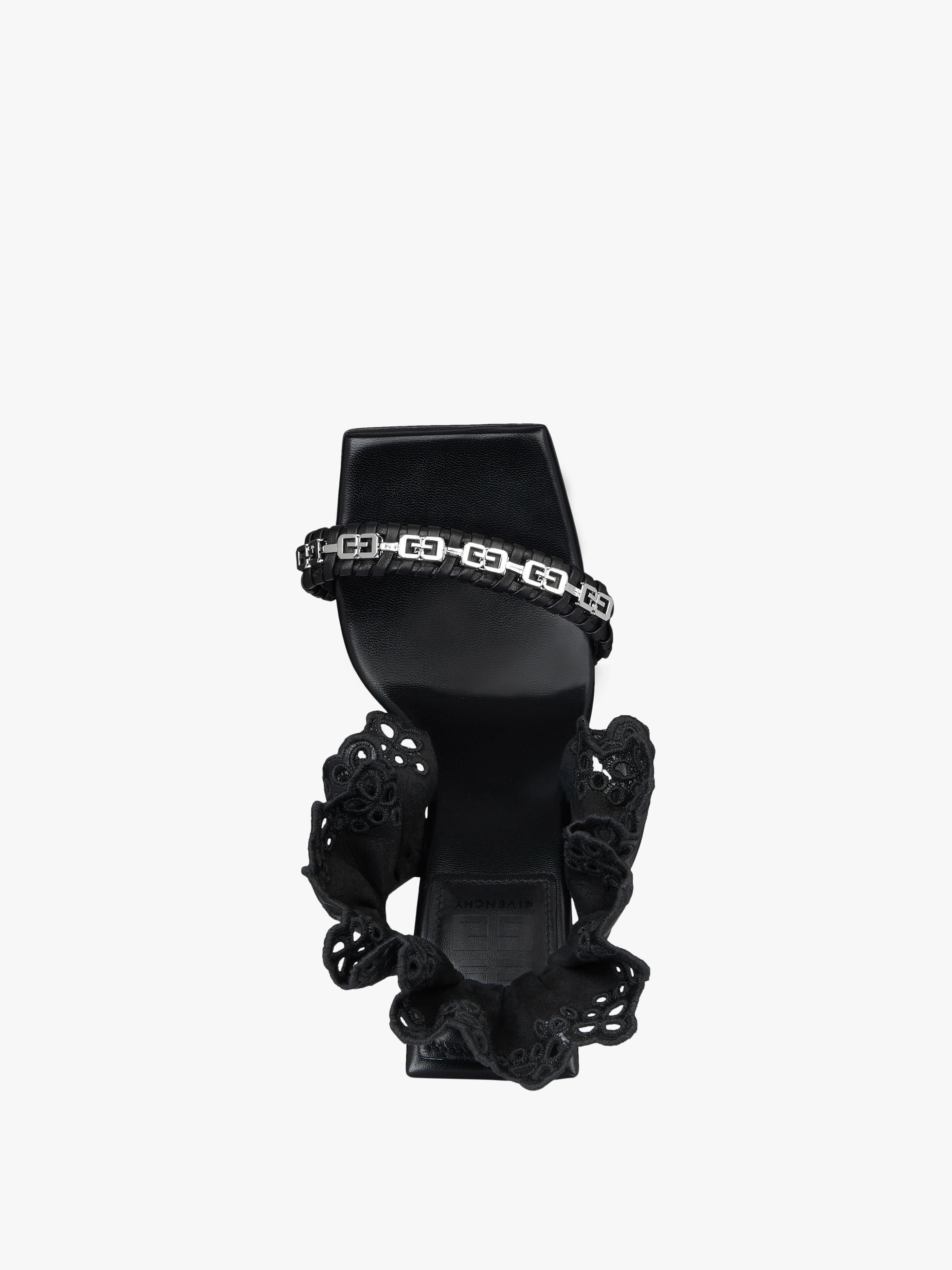 G WOVEN SANDALS IN BRAIDED LEATHER WITH BRODERIE ANGLAISE - 4