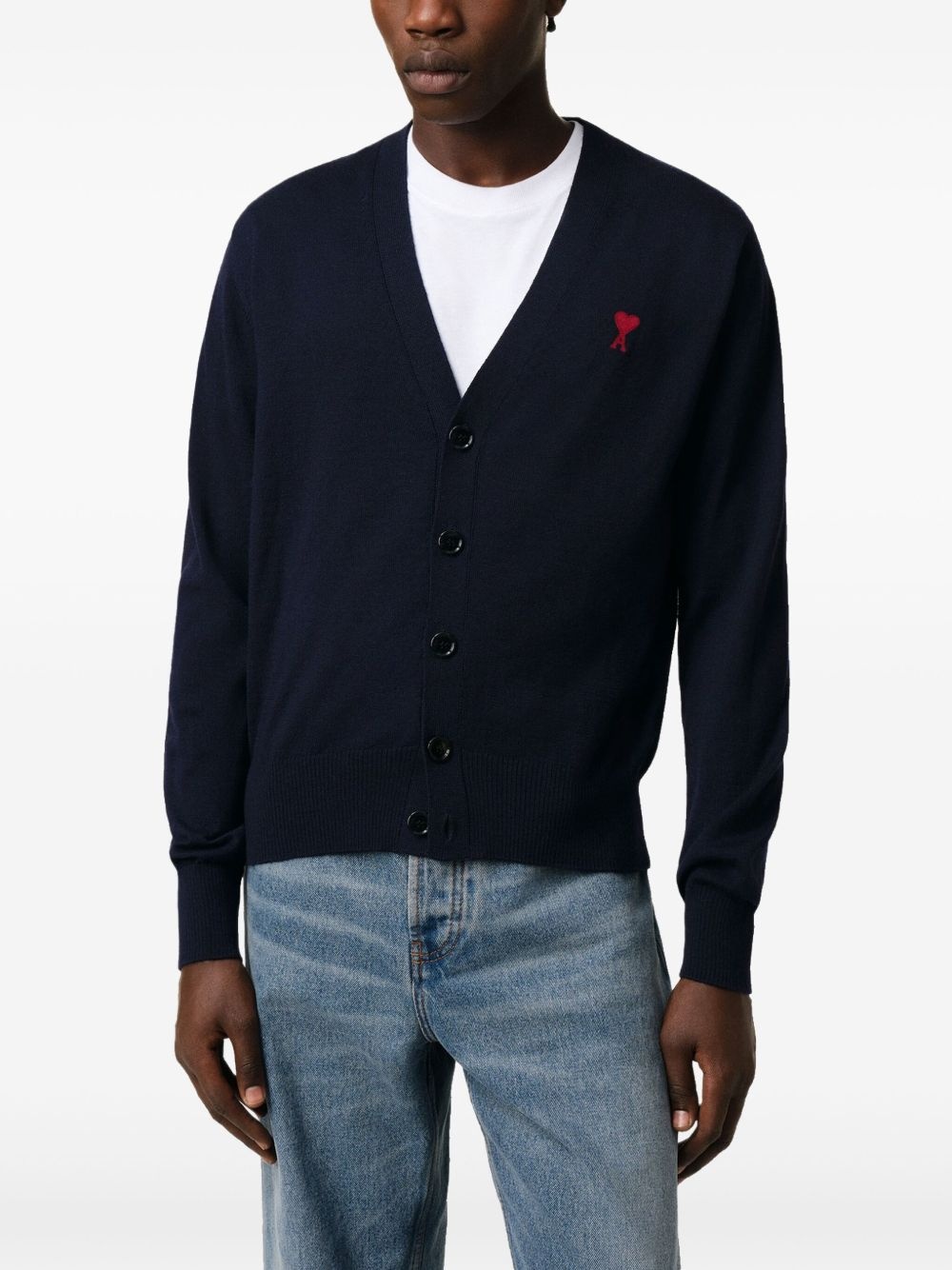 Ami De Coeur-embroidered merino cardigan - 5