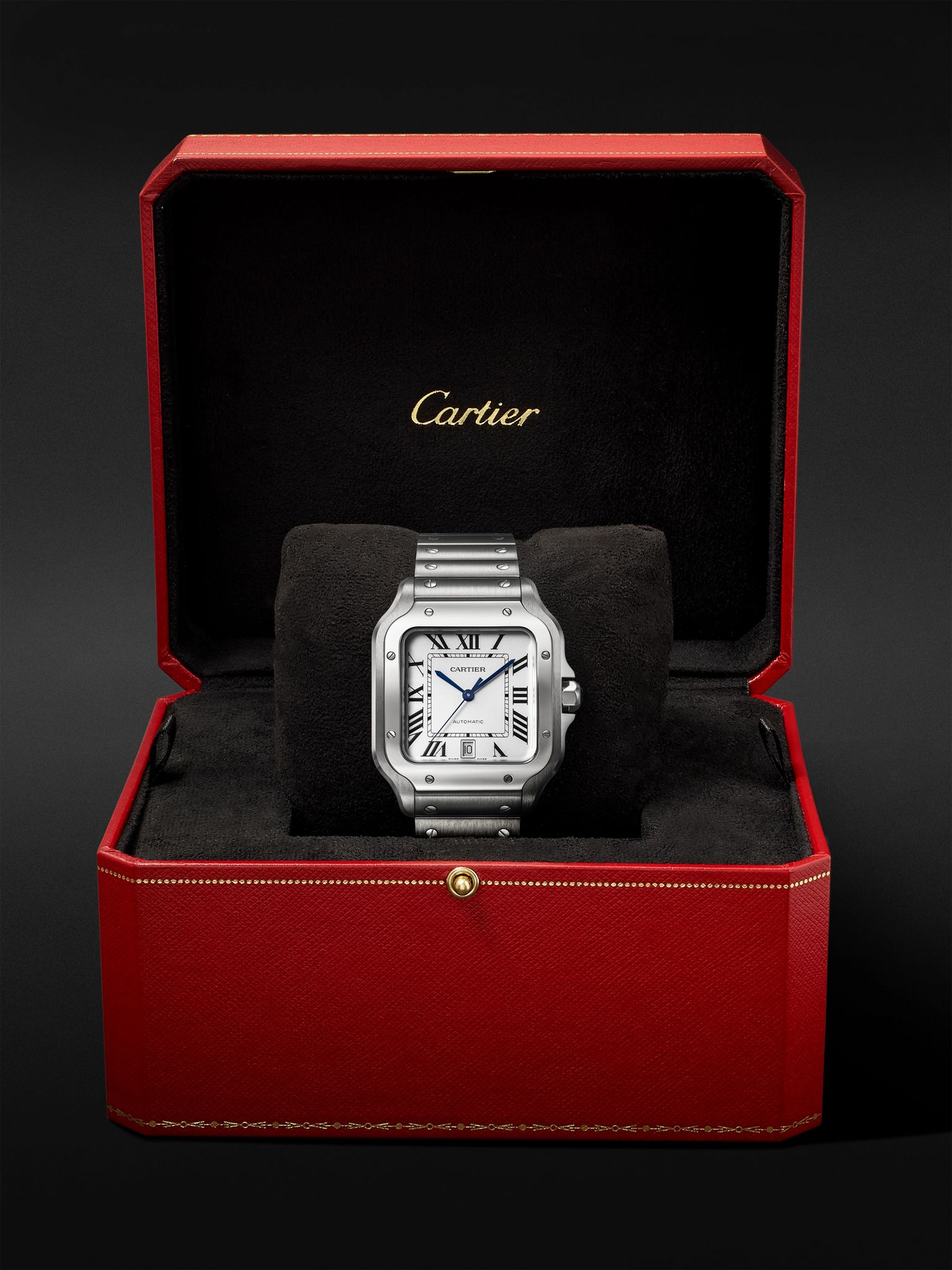 Santos Large Automatic 39.8mm Interchangeable Stainless Steel and Leather Watch, Ref. No. CRWSSA0018 - 7