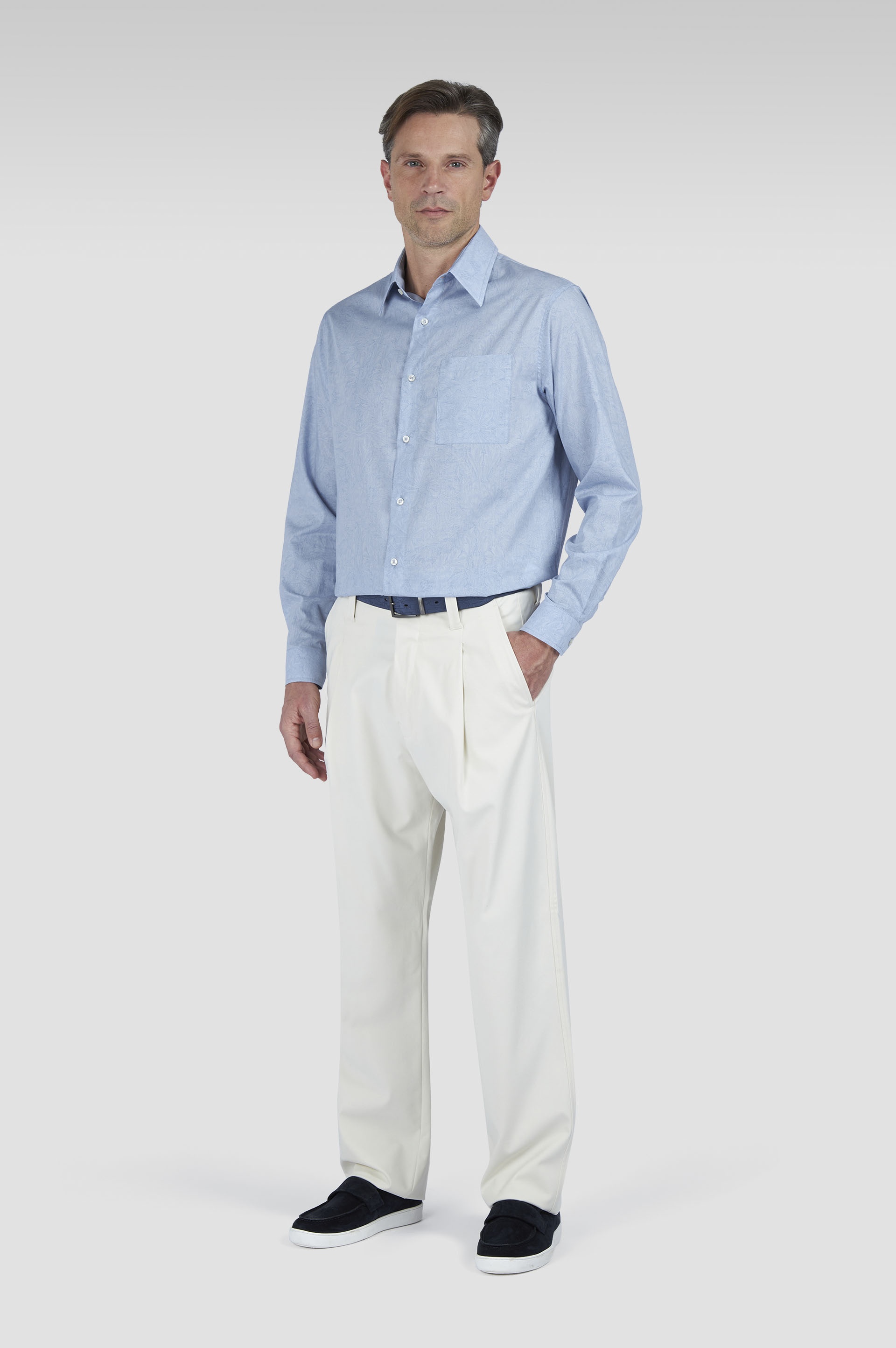 COTTON SHIRT WITH MICRO-PATTERN - 2