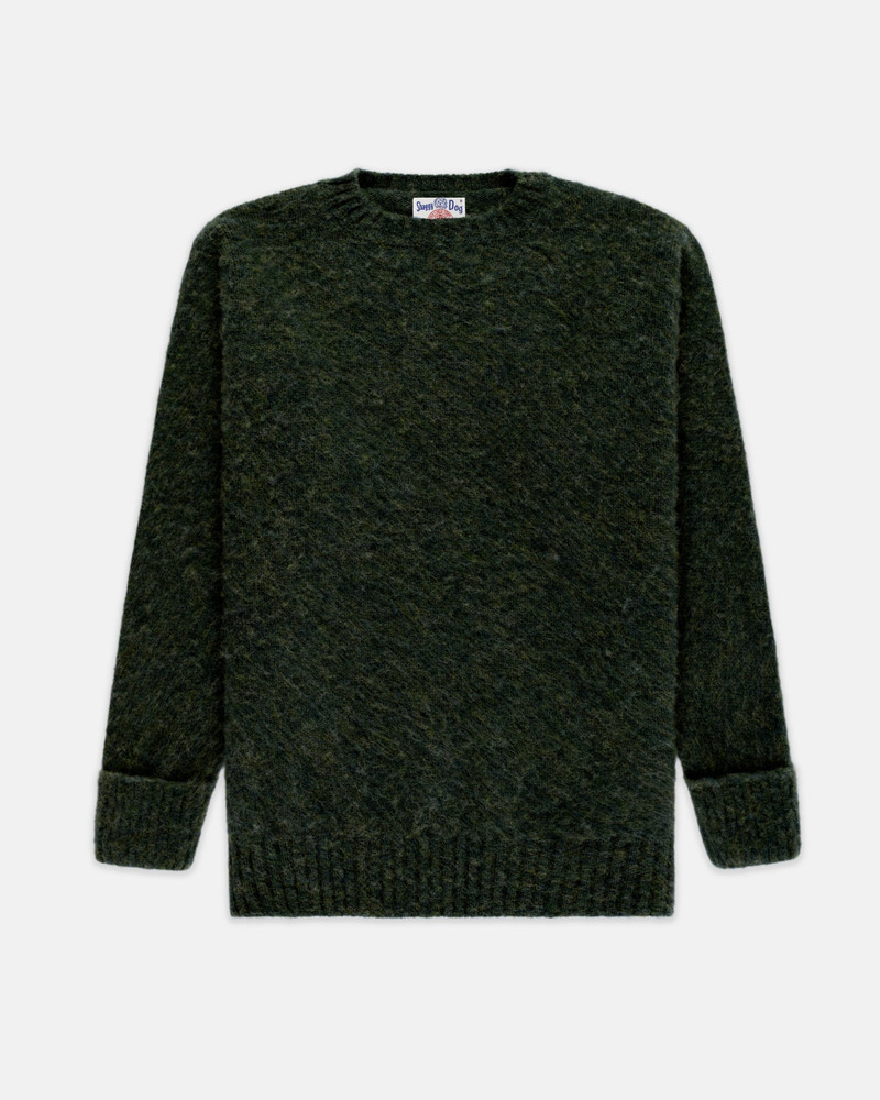 J. PRESS MADE-IN-SCOTLAND DARK GREEN MARL SHAGGY DOG SWEATER - CLASSIC FIT outlook