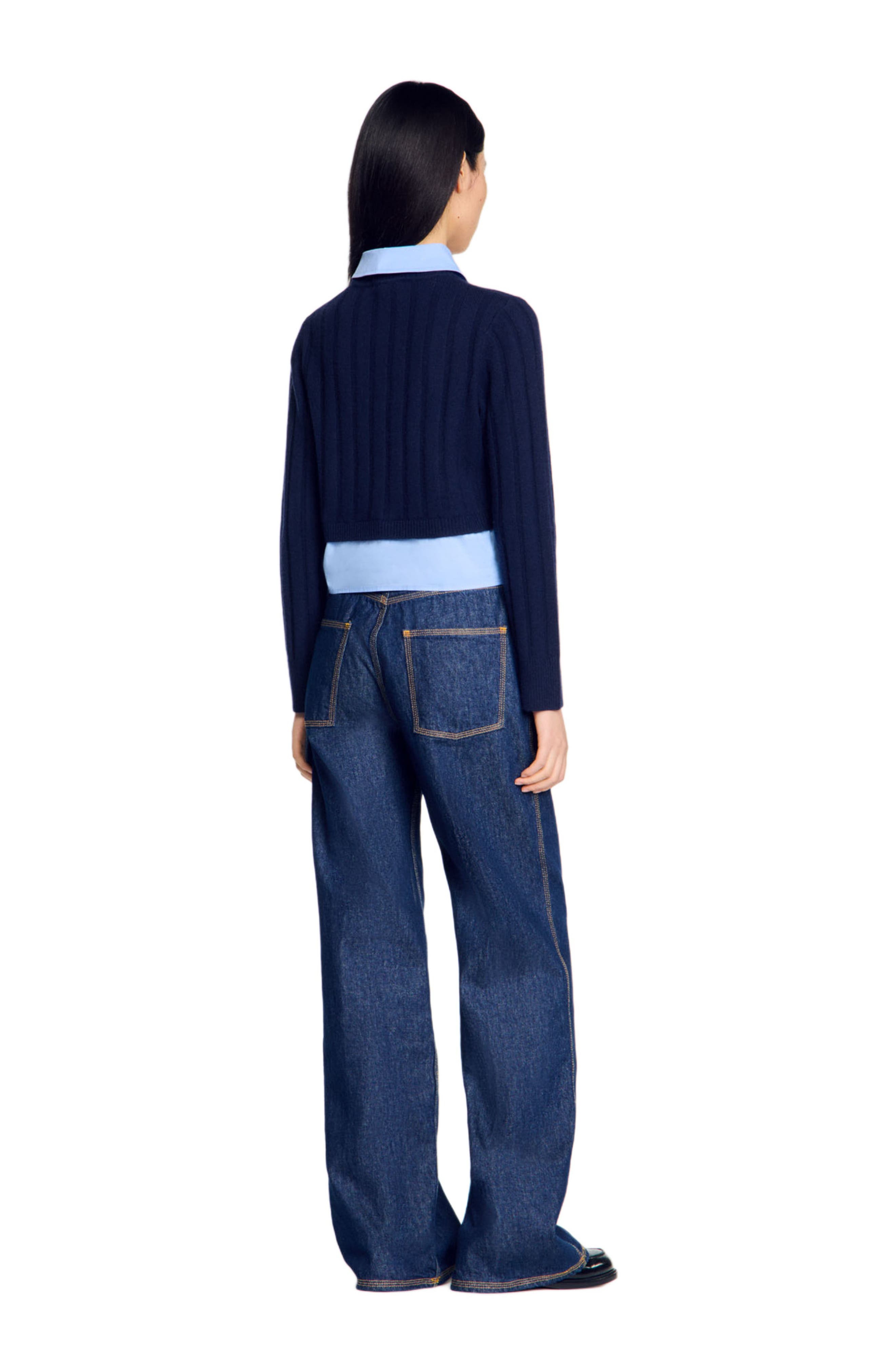 SANDRO Layered-effect sweater in Navy Blue at Nordstrom - 2