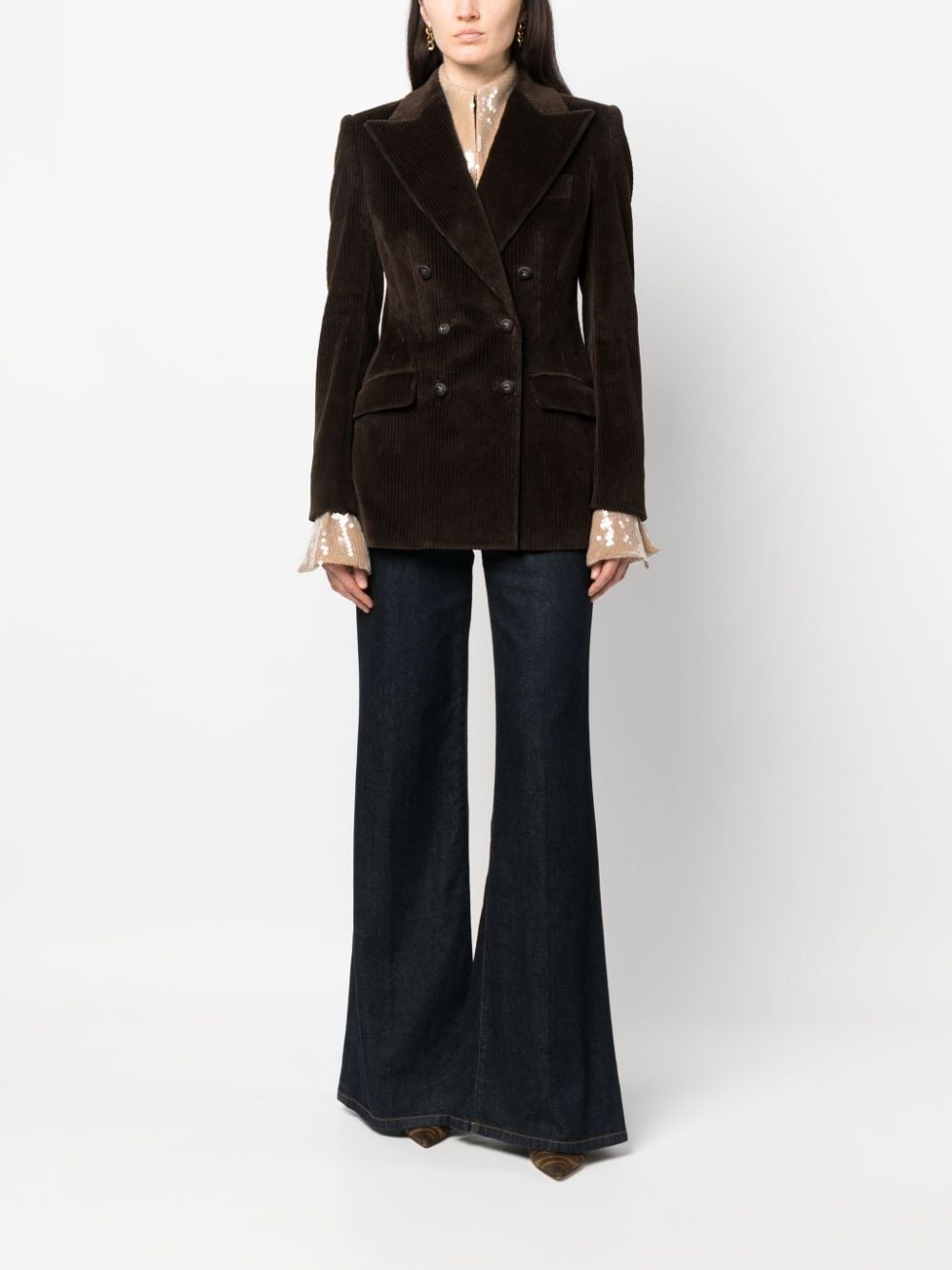 double-breasted corduroy blazer - 2