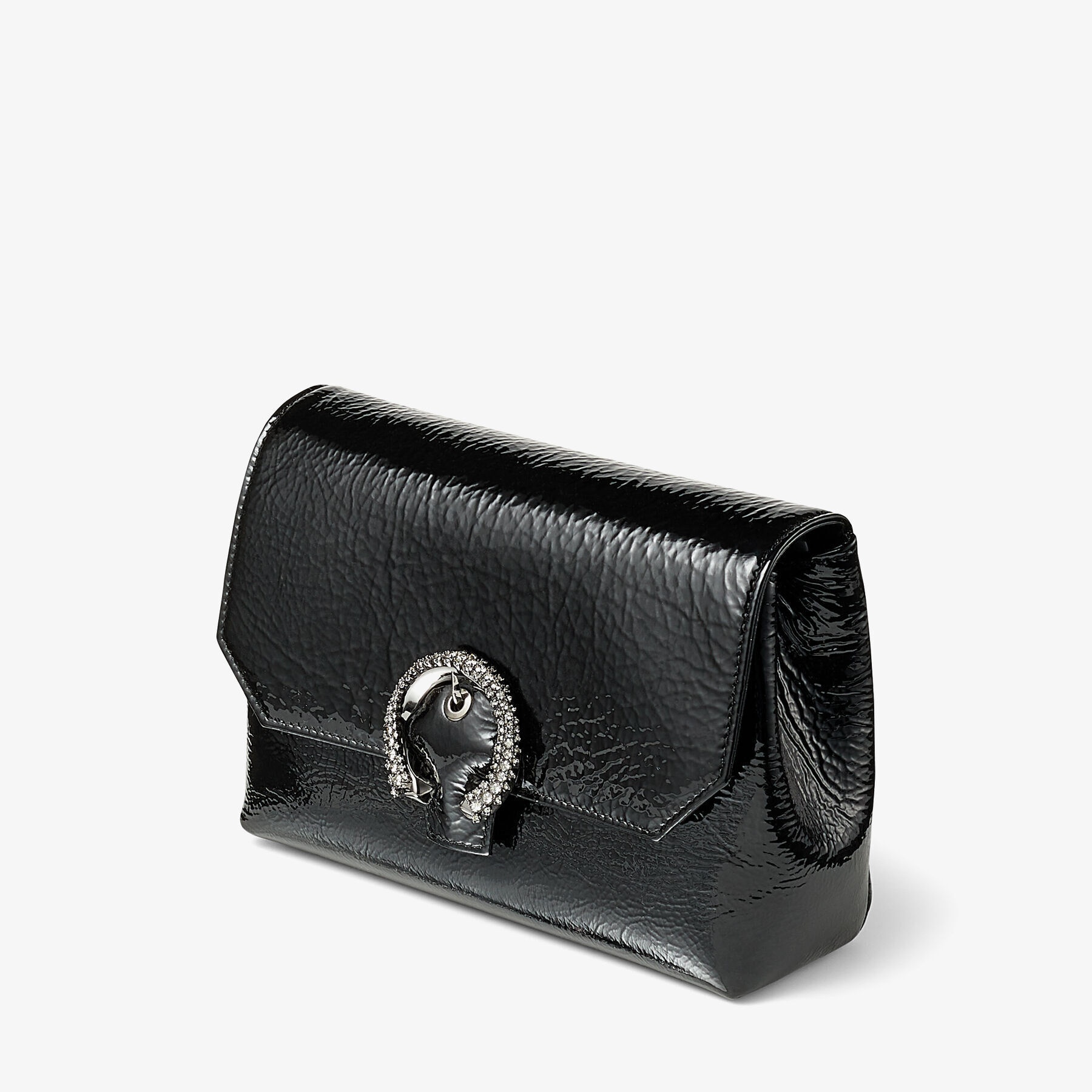Soft Madeline
Black Patent Textured Leather Mini Bag with Crystal Buckle - 3