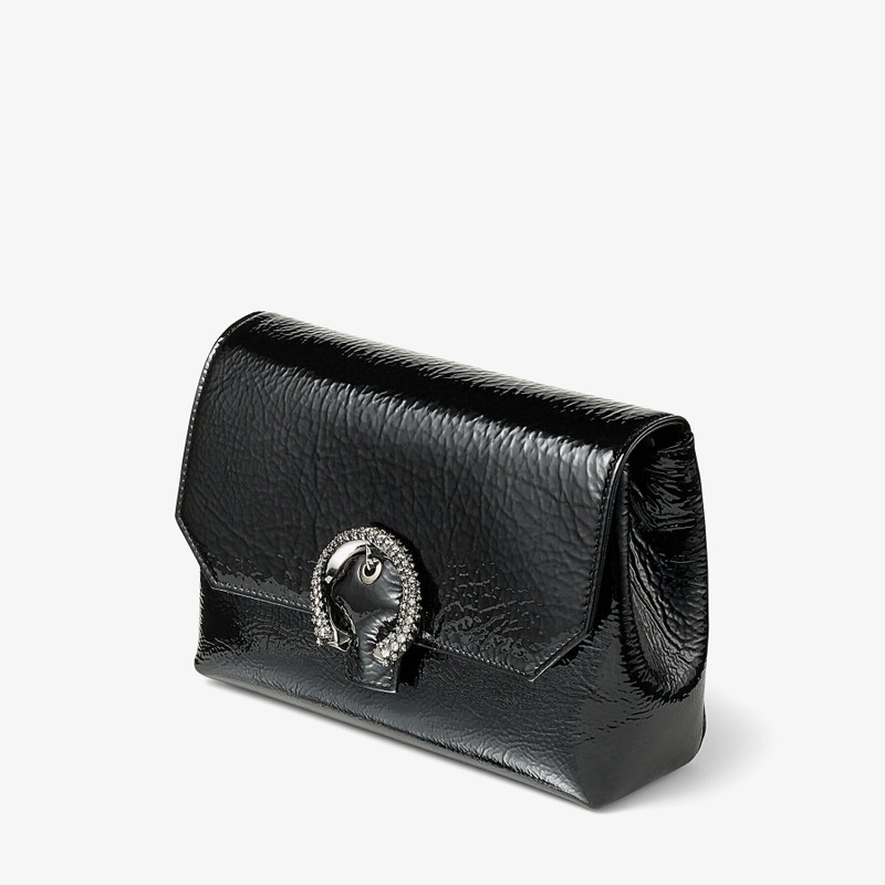 Soft Madeline
Black Patent Textured Leather Mini Bag with Crystal Buckle 3