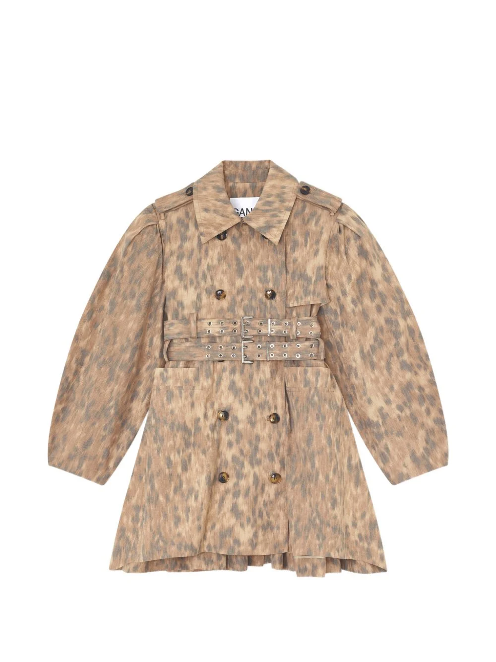 button belted double breasted coat - 1